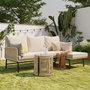 Voir la diapositive 4 : MERAX Salon de jardin 4 places en fer avec table, coussins, forme L, beige