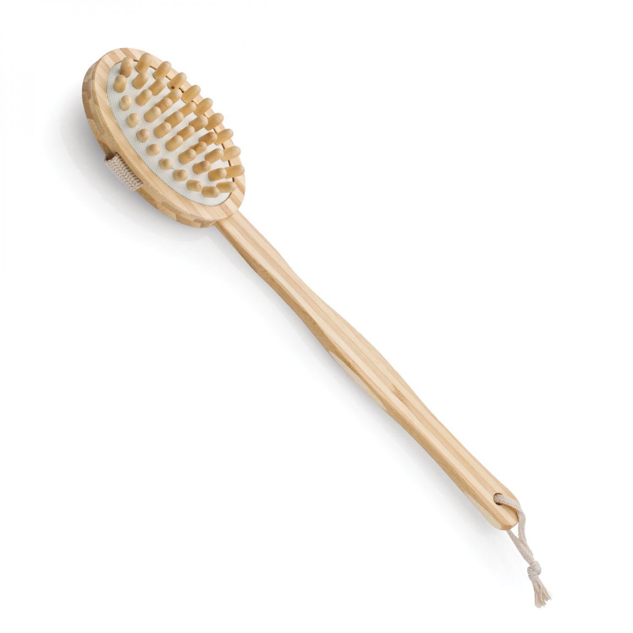 Voir la diapositive 6 : VIVEZEN Lot de 2 brosses de massage et de drainage, anti-cellulite en bambou 42 cm avec manche amovible et poignée de maintien