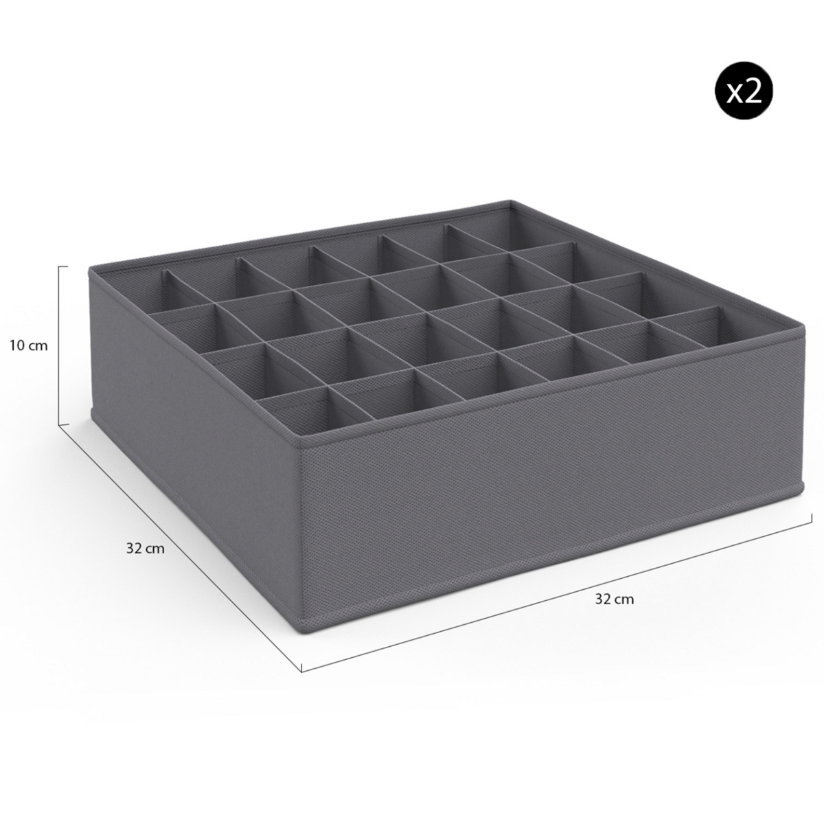 ID MARKET Lot de 14 boites de rangement tiroir organisateurs de dressings gris anthracite