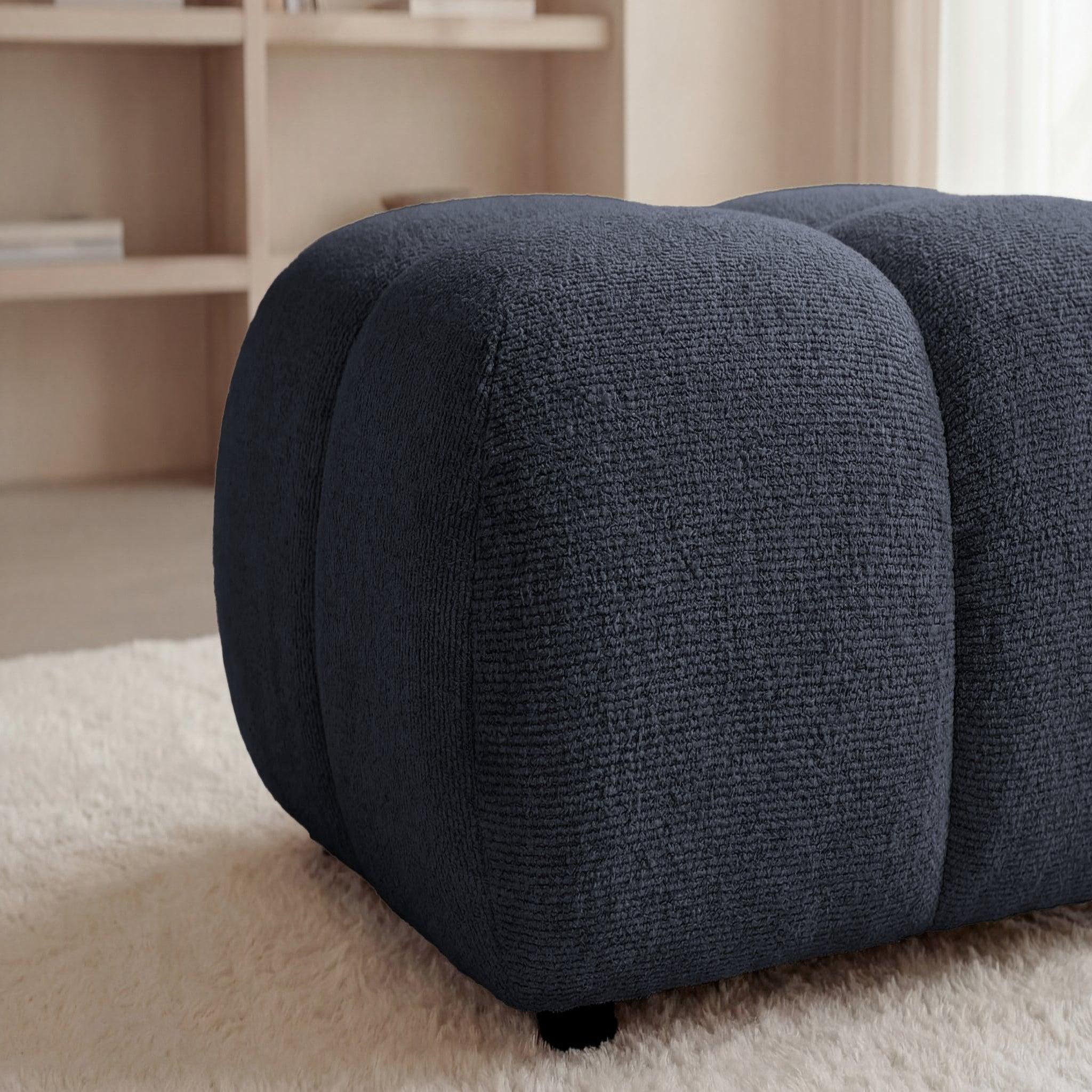 Voir la diapositive 4 : CASANOVA PARIS Constance - pouf en tissu chenille 72x72x43.5