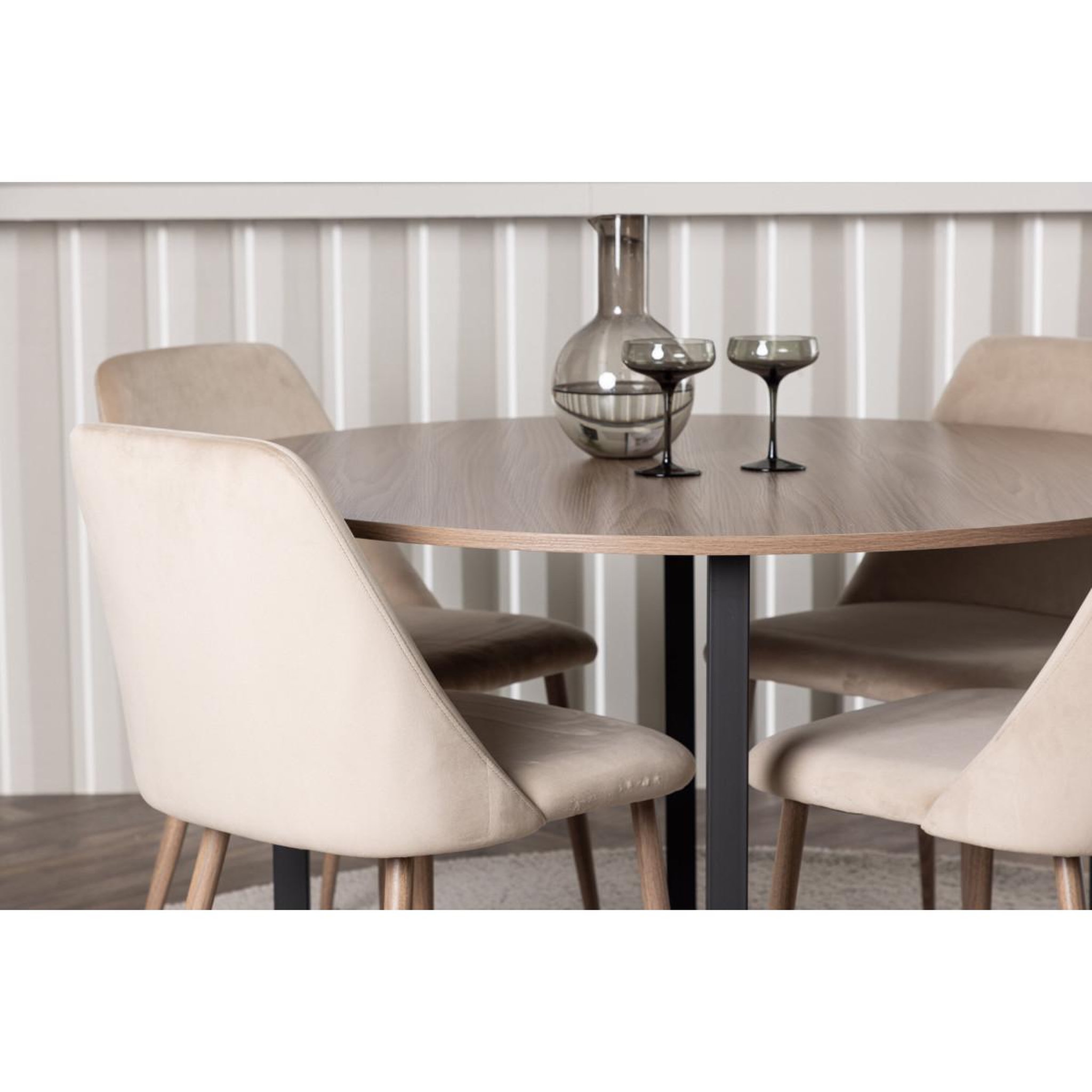 Voir la diapositive 5 : Paris Prix Ensemble table à manger & 4 chaises  durango & night  120cm noyer & marron