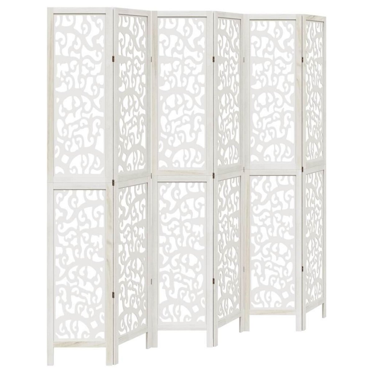 VIDAXL Cloison de separation 6 panneaux blanc bois de paulownia massif