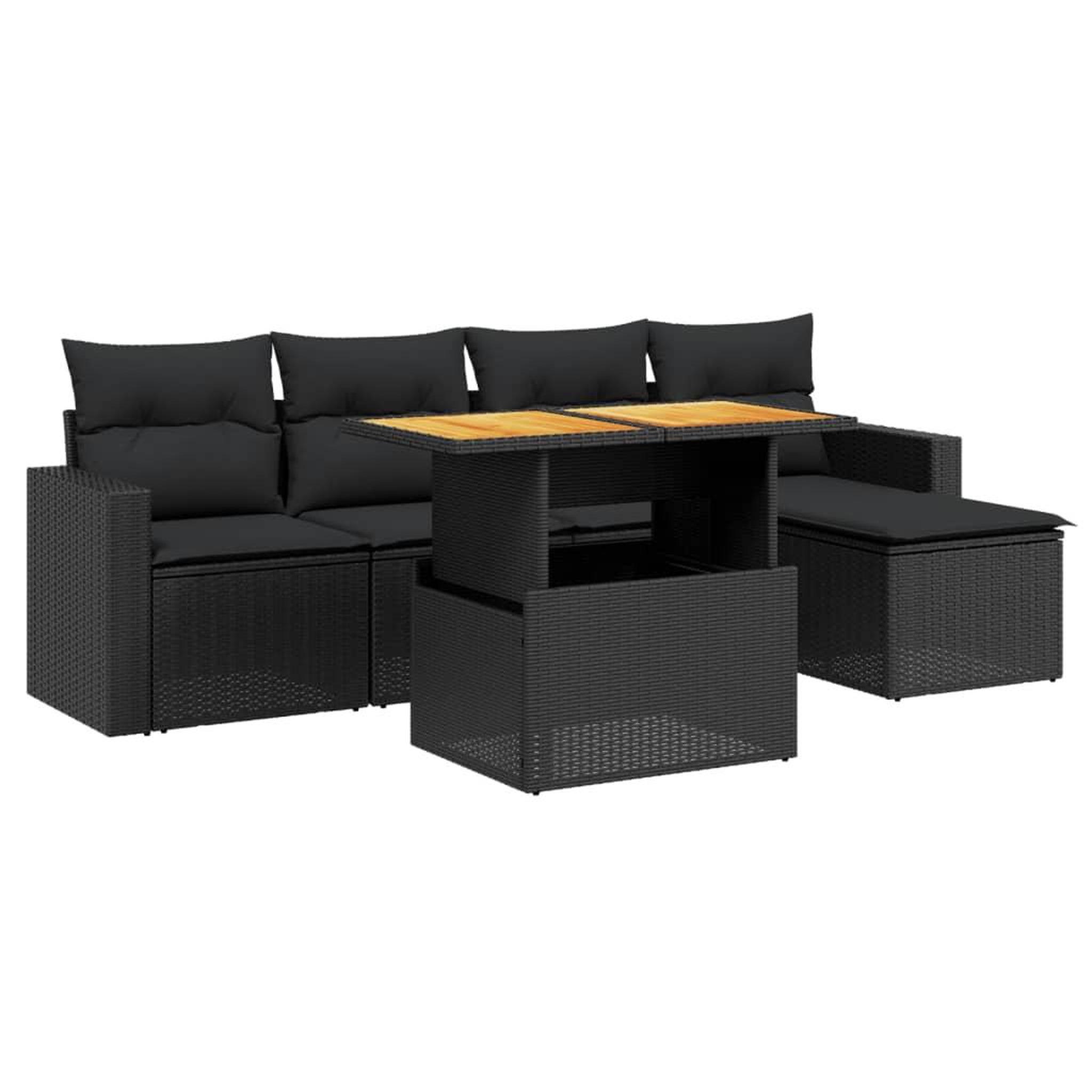 Voir la diapositive 2 : VIDAXL Salon de jardin 6 pcs avec coussins noir resine tressee