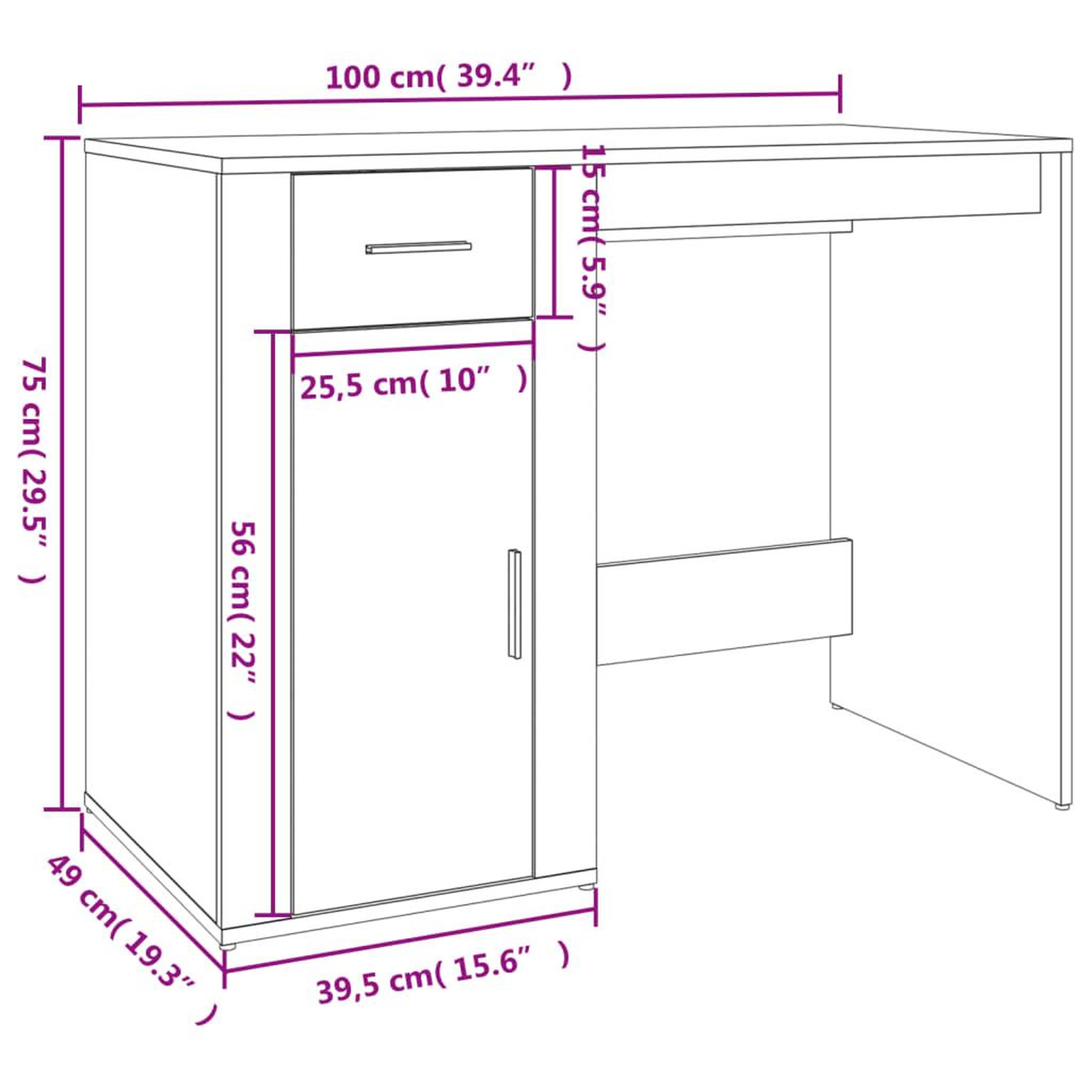 Voir la diapositive 6 : VIDAXL Bureau avec armoire sonoma gris bois d'ingenierie
