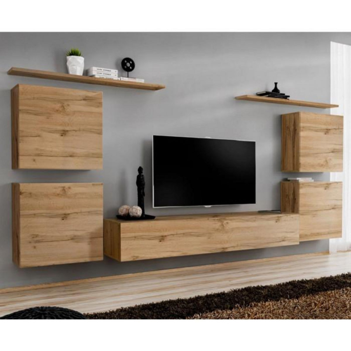 Paris Prix Meuble TV Mural Design  Switch IV  320cm Naturel
