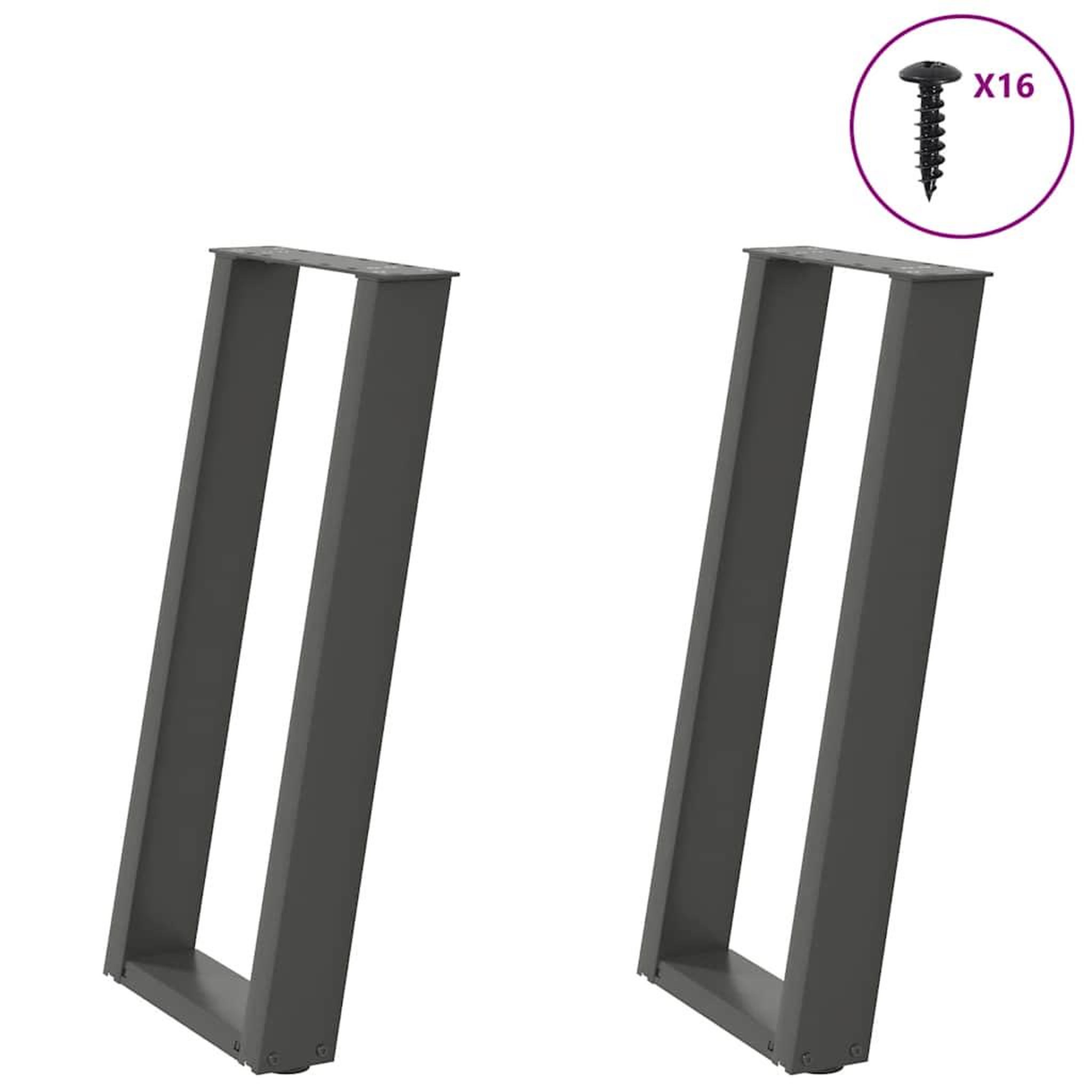 VIDAXL Pieds de table console forme de U 2 pcs 38x(72-73) cm acier