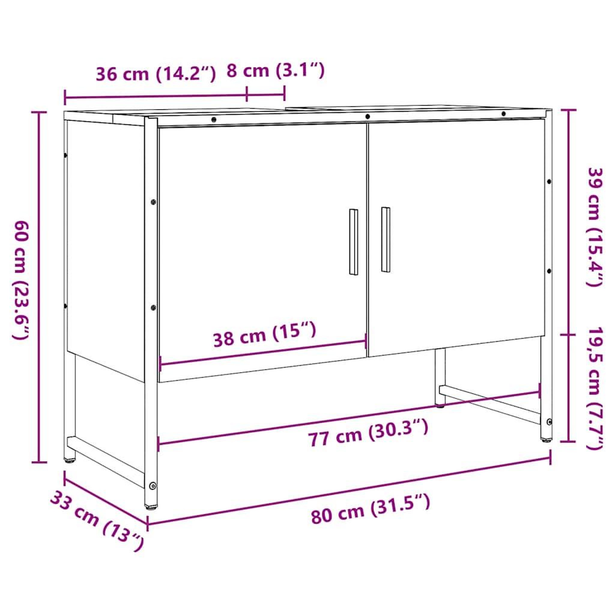 Voir la diapositive 6 : VIDAXL Armoire de salle de bain vieux bois 80x33x60 cm bois ingenierie