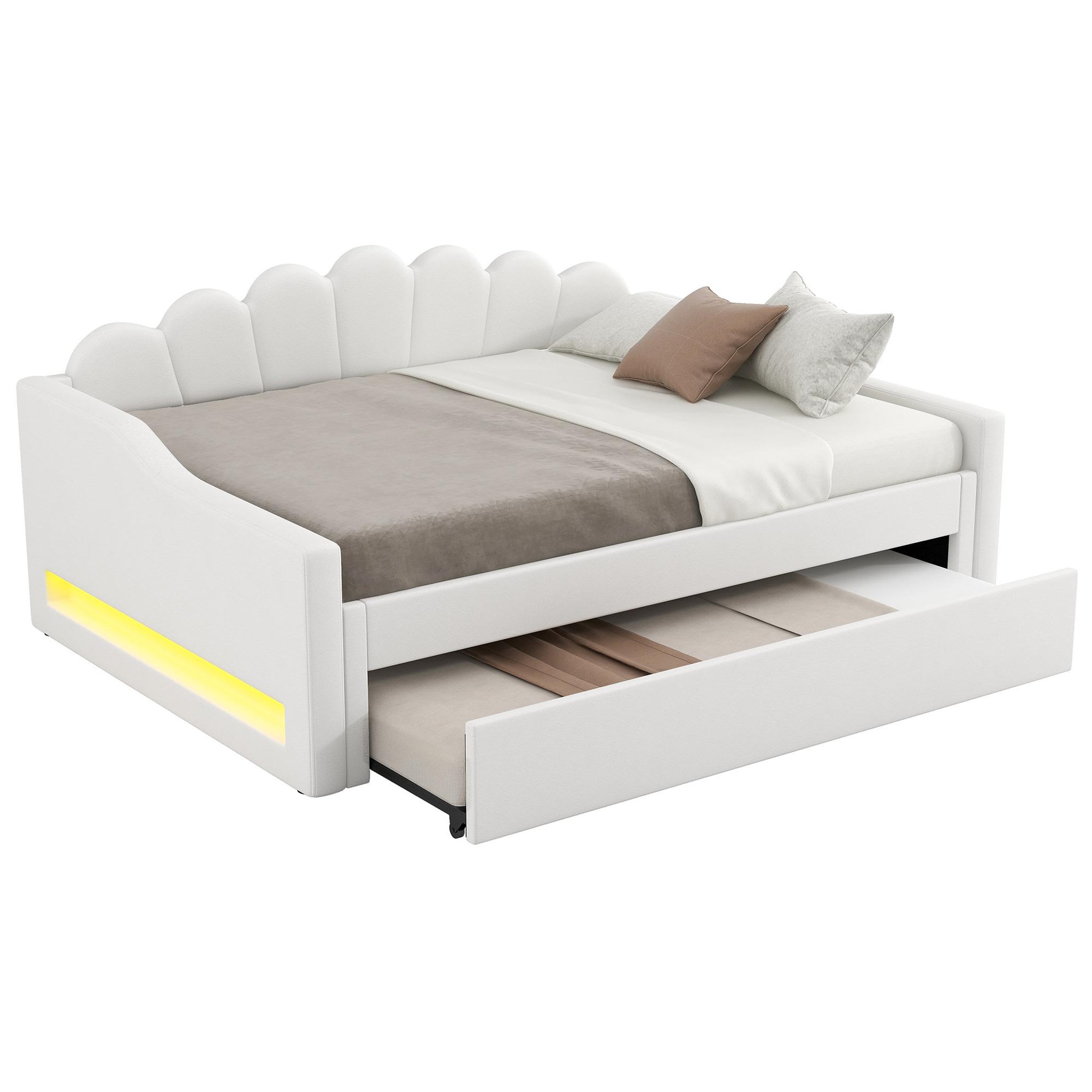 MERAX Lit coffre. Coloris disponibles : Beige, Gris