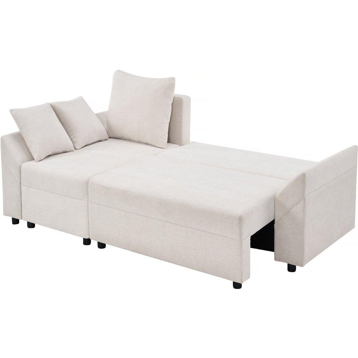 Habitat et Jardin Canapé d'angle convertible et reversible en tissu texturé  Vaugirard II  - 3 places - Beige