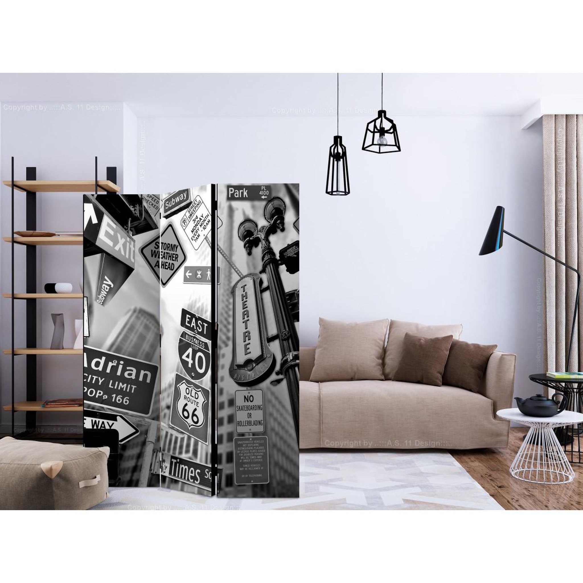 Voir la diapositive 2 : Paris Prix Paravent 3 volets  roads to manhattan  135x172cm