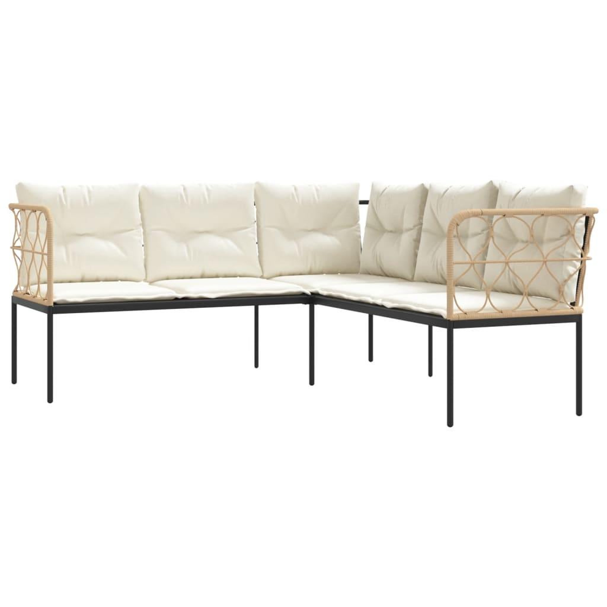 Voir la diapositive 2 : VIDAXL Canape de jardin avec coussins forme de L noir acier textilene