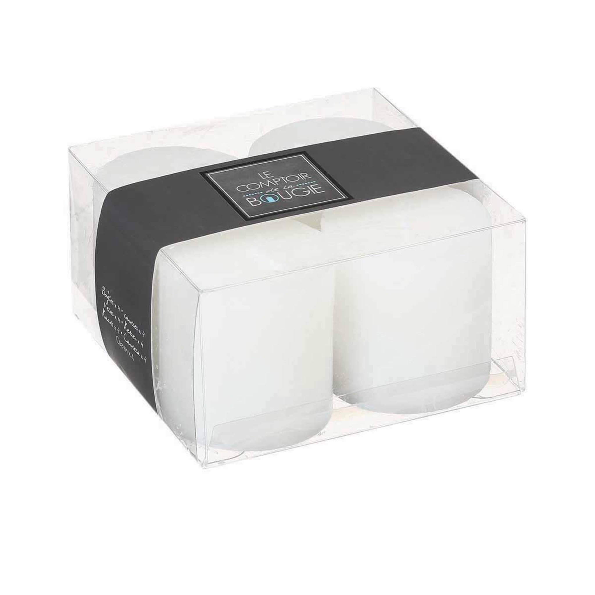 Voir la diapositive 4 : COMPTOIR DE LA BOUGIE Lot de 4 bougies votives  rustic  4,5cm blanc