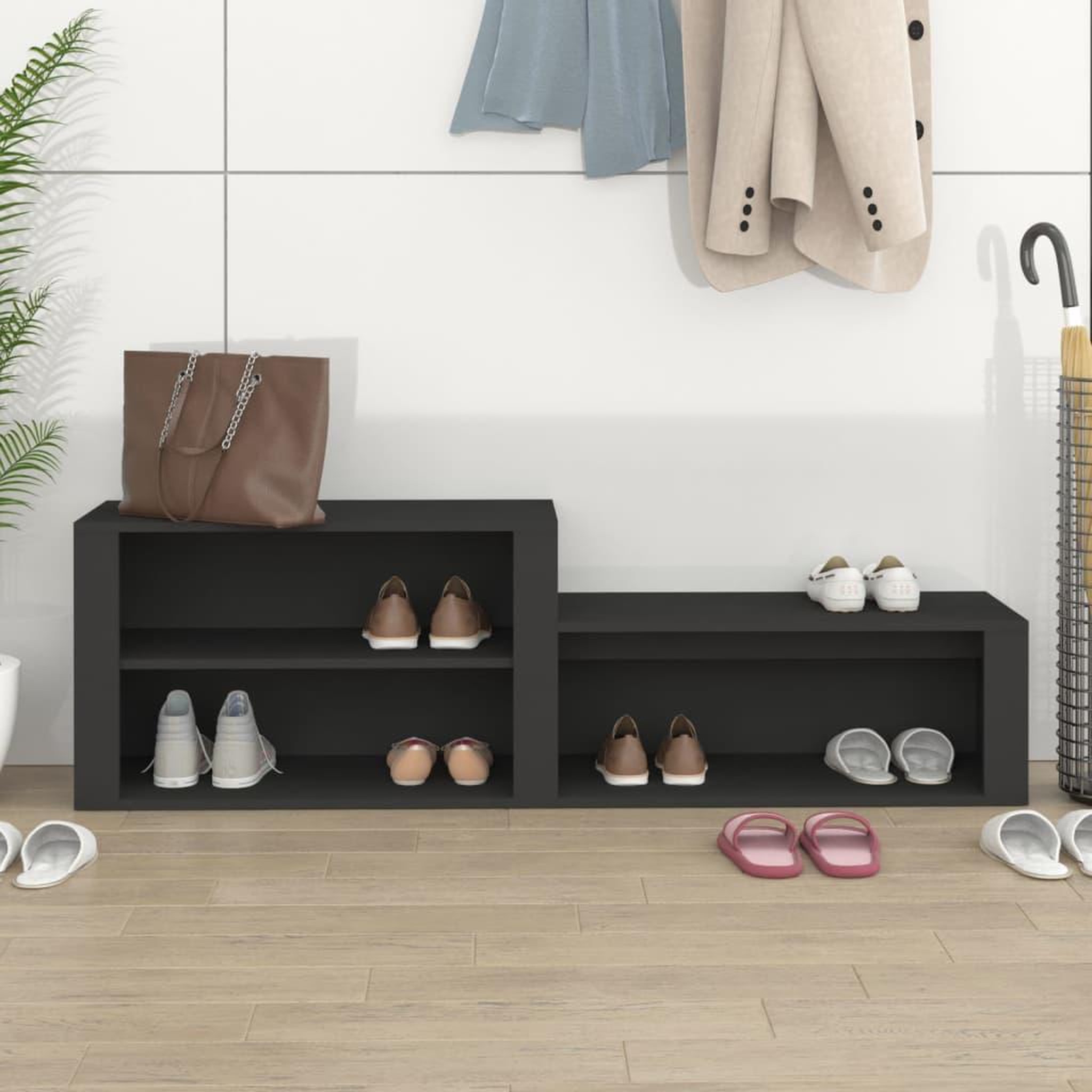Voir la diapositive 3 : VIDAXL Armoire a chaussures Noir 150x35x45 cm Bois d'ingenierie
