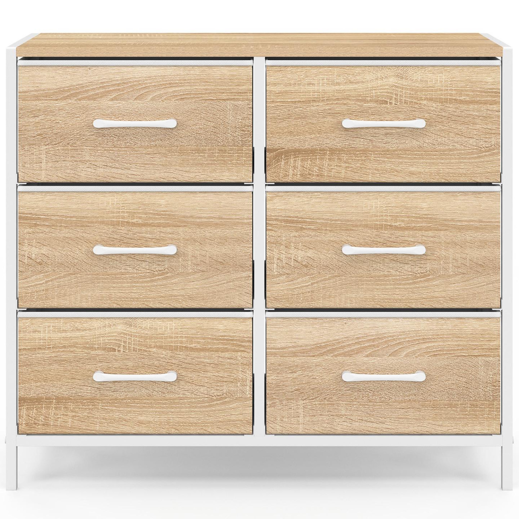 Voir la diapositive 3 : ID MARKET Commode 6 tiroirs en tissu utah 80 cm meuble de rangement design industriel bois et blanc