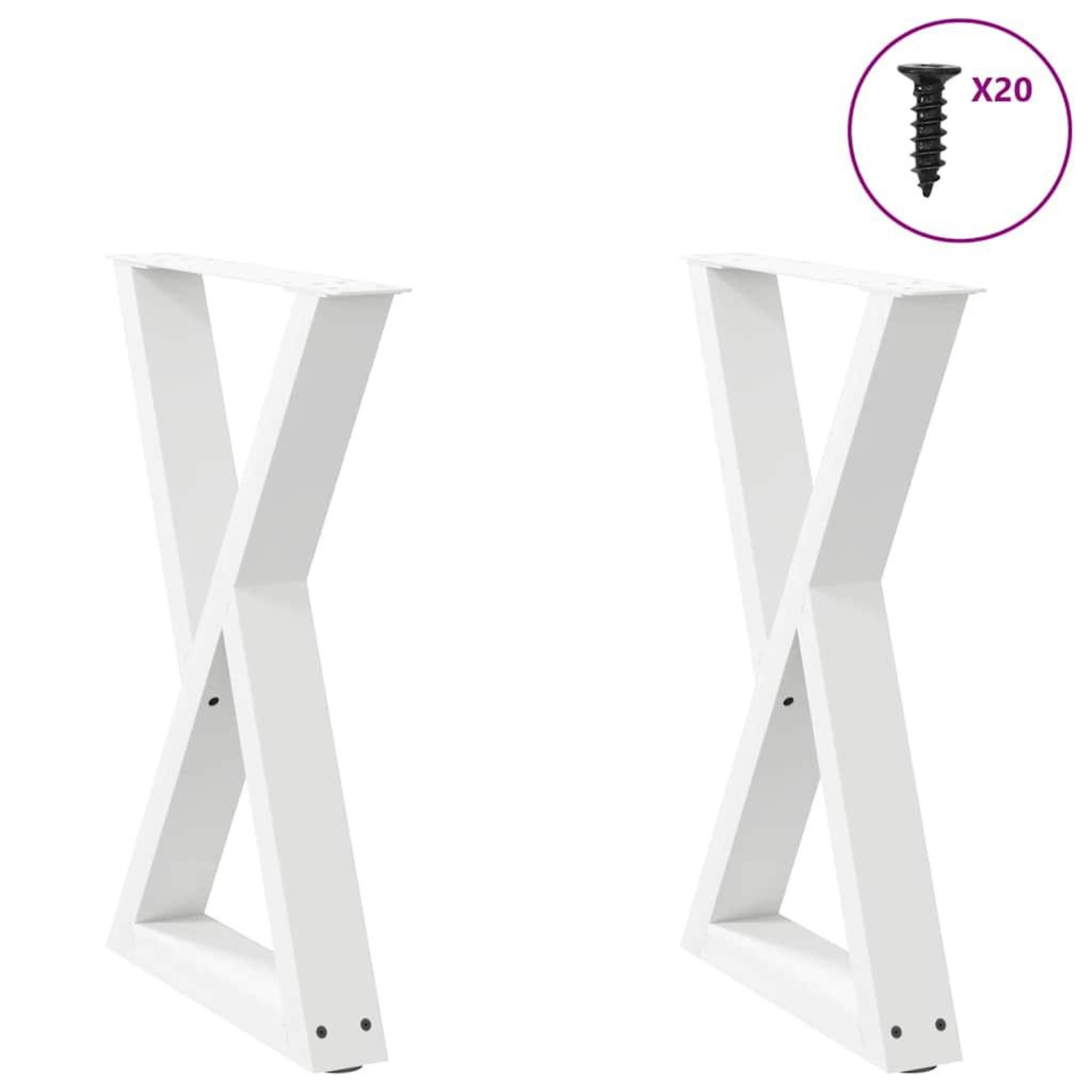 VIDAXL Pieds de table a manger 2pcs blanc 50x(72-73,3)cm acier