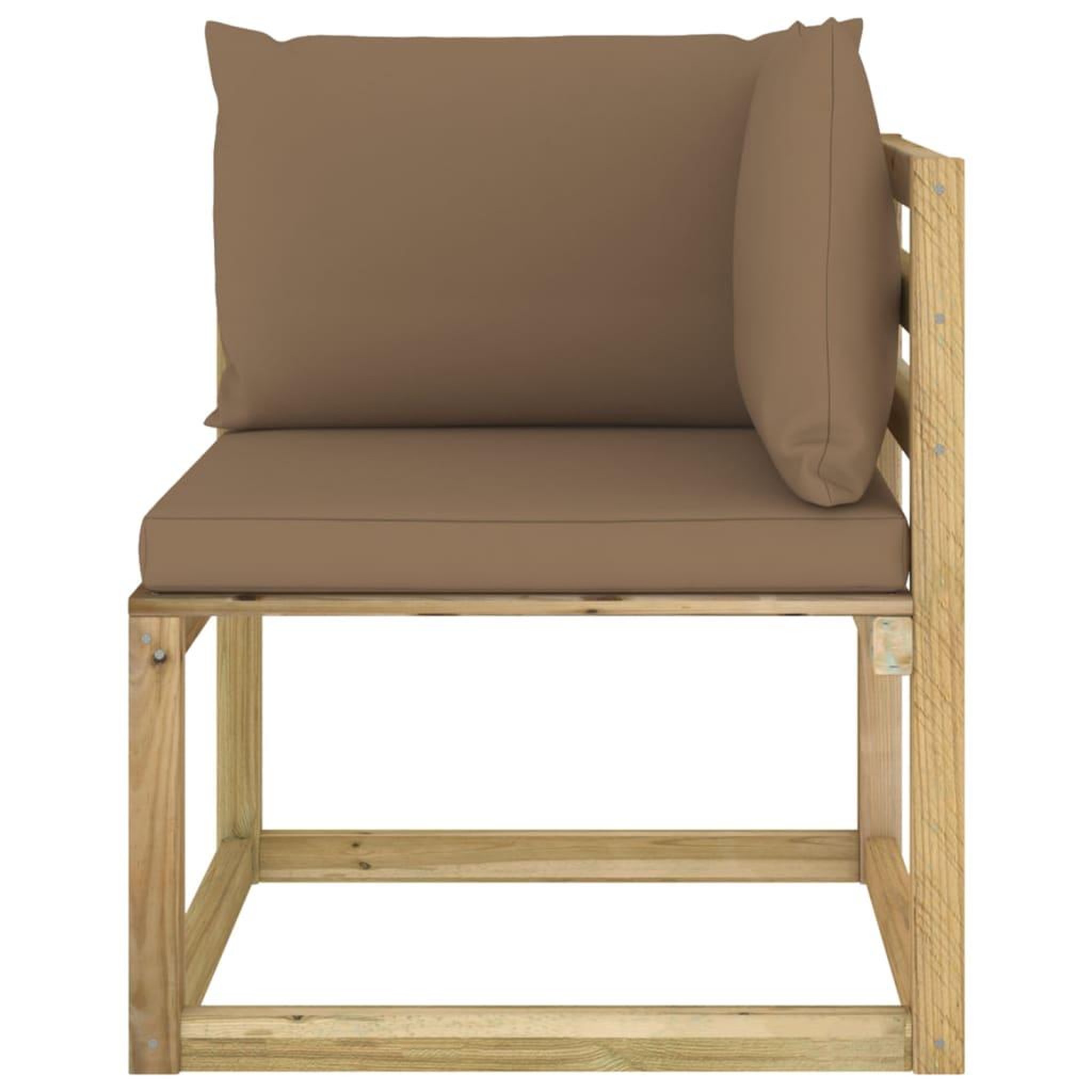 Voir la diapositive 4 : VIDAXL Canape d'angle de jardin avec coussins Bois impregne de vert