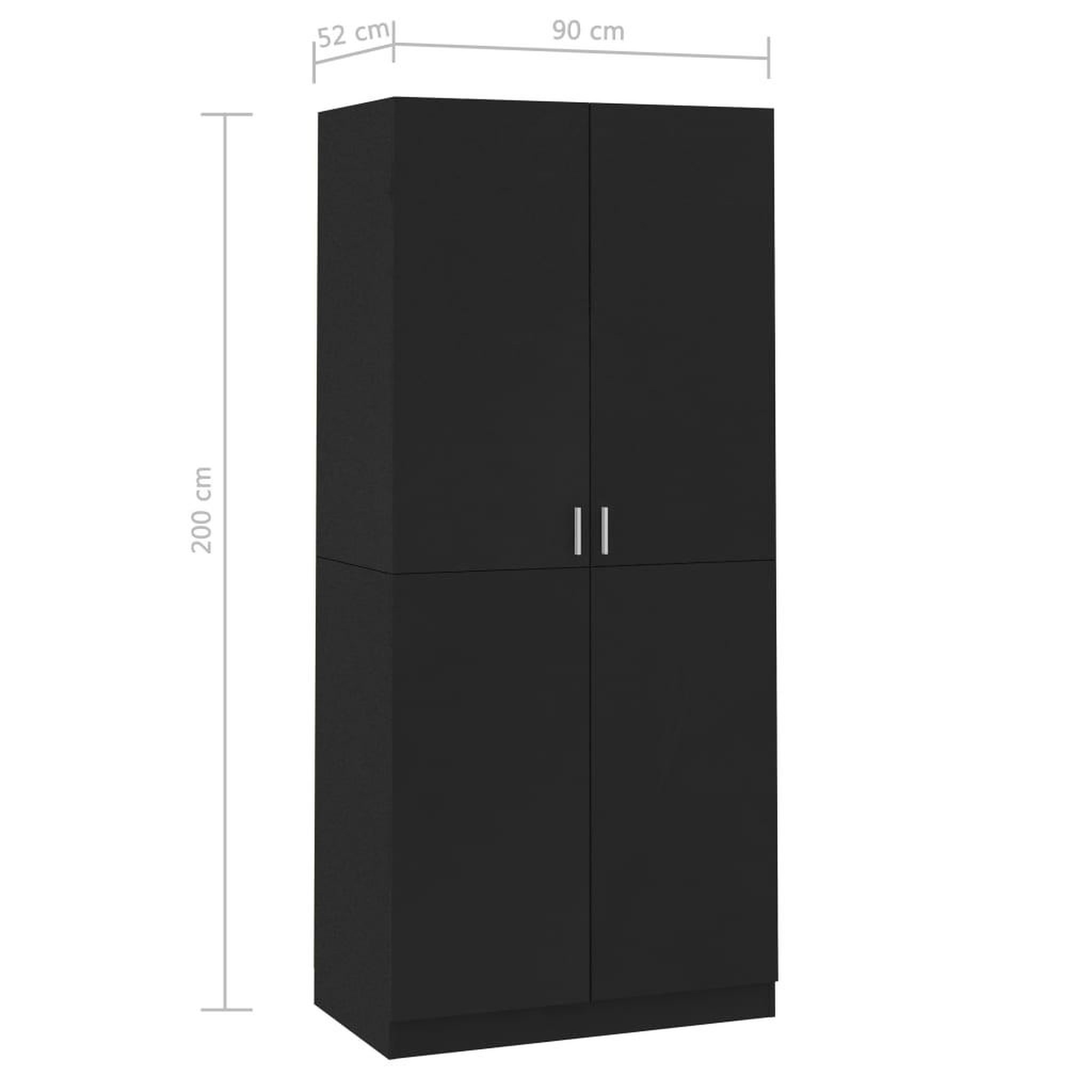 Voir la diapositive 6 : VIDAXL Garde-robe Noir 90x52x200 cm Bois d'ingenierie