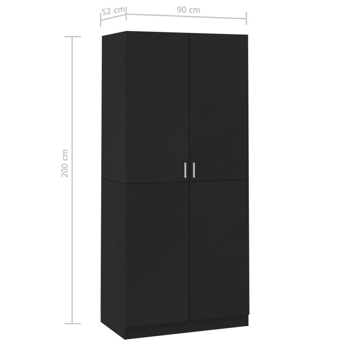 VIDAXL Garde-robe Noir 90x52x200 cm Bois d'ingenierie