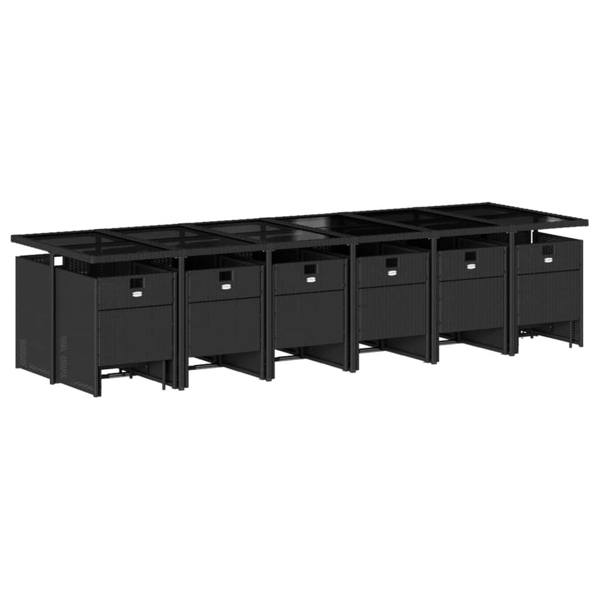 Voir la diapositive 3 : VIDAXL Ensemble a manger de jardin 17 pcs coussins noir resine tressee