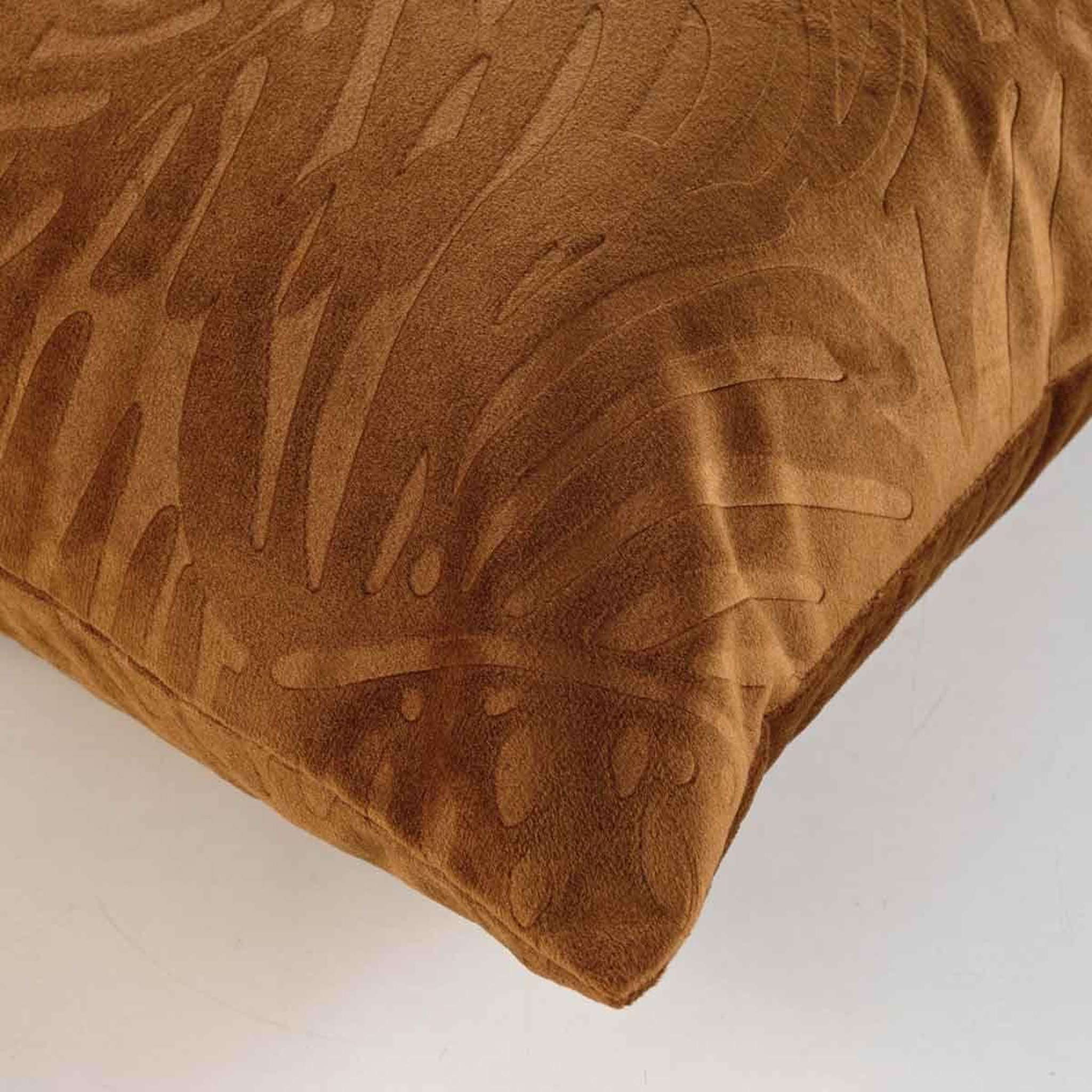 Voir la diapositive 2 : Douceur d'Intérieur Coussin Déco Velours  Analia  50x50cm Camel