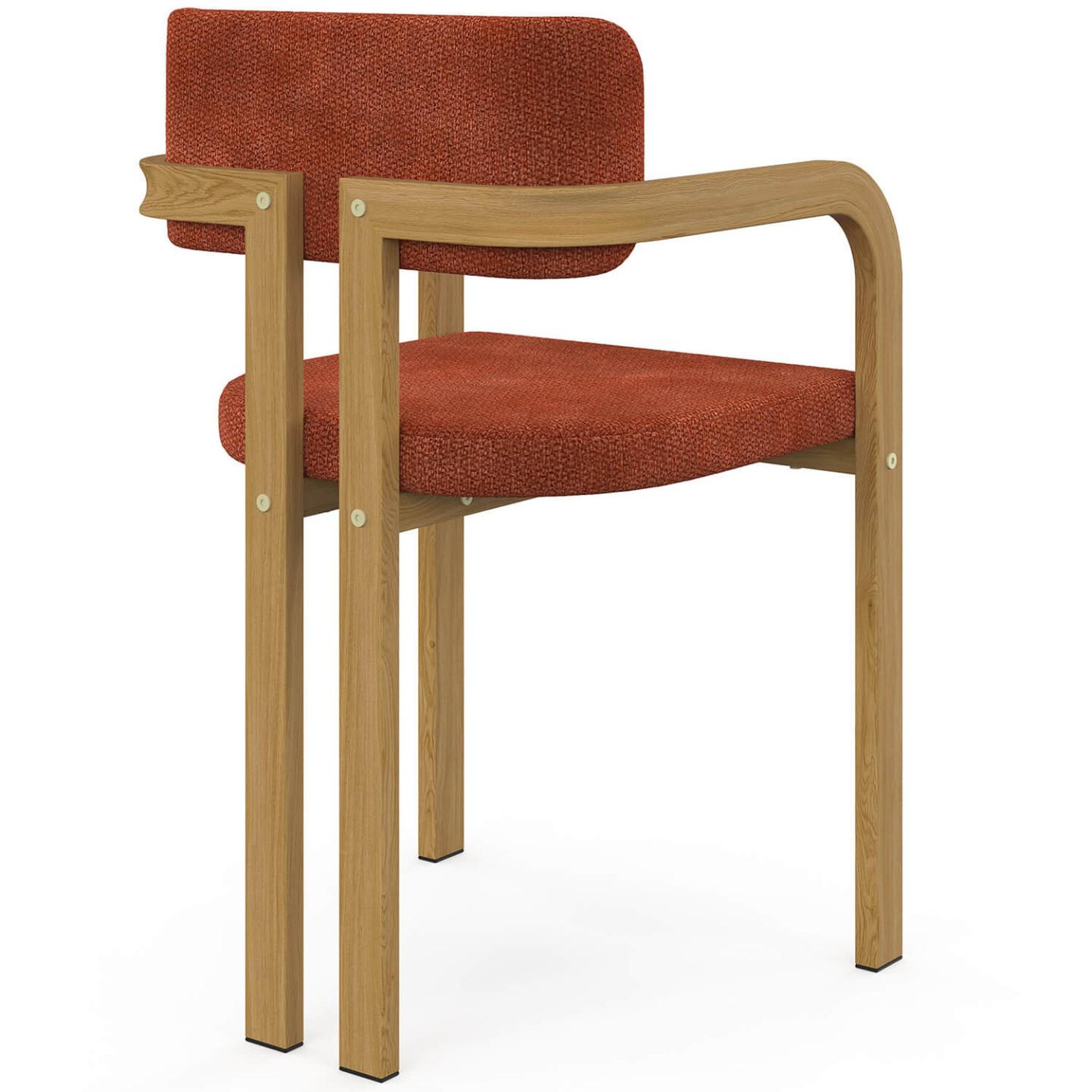 Voir la diapositive 4 : ID MARKET Lot de 4 chaises de salle à manger, fauteuils de table esma en métal effet bois et tissu chenille terracotta avec accoudoirs
