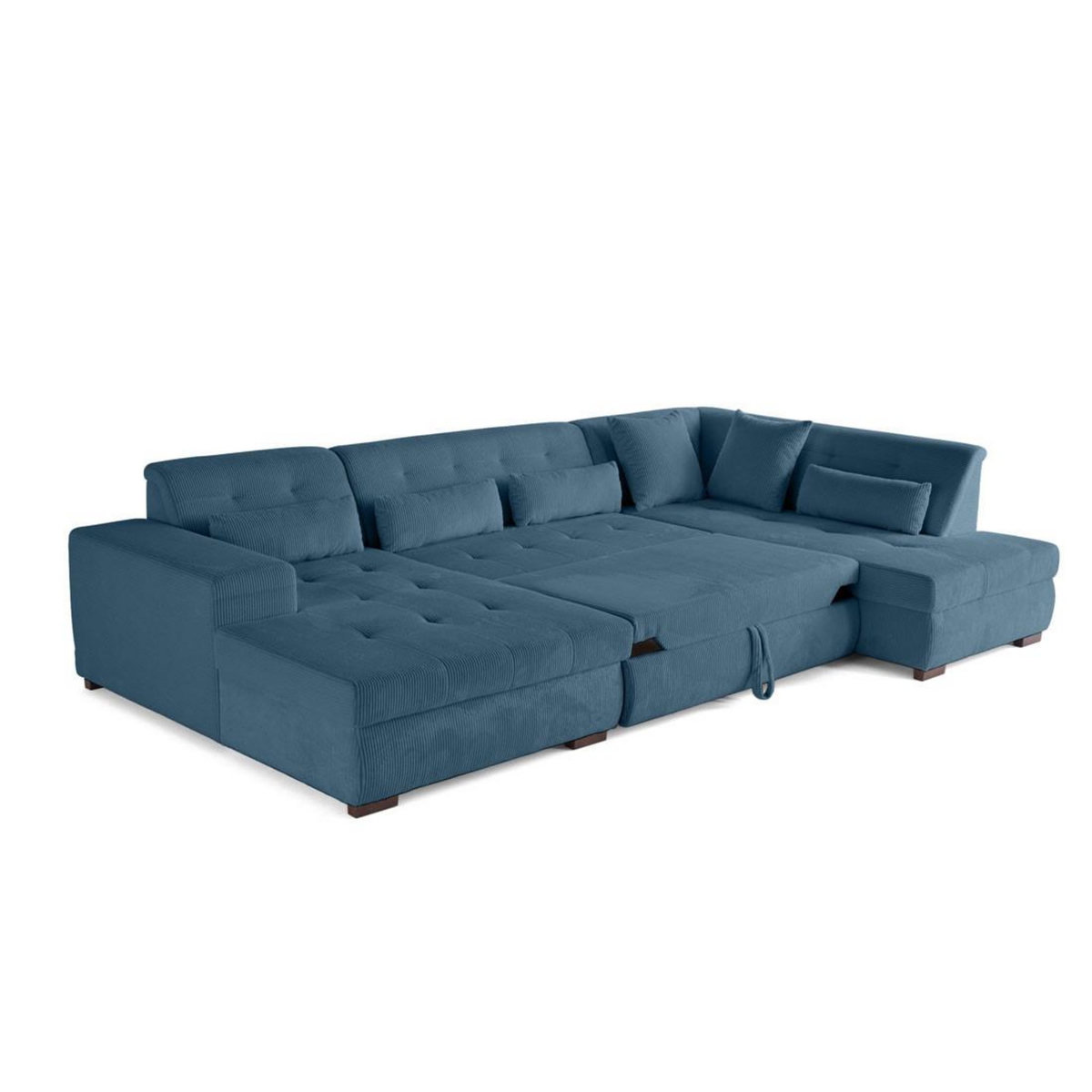 LISA DESIGN Vermont - canapé panoramique d'angle droit - 7 places - convertible avec coffre - en velours côtelé