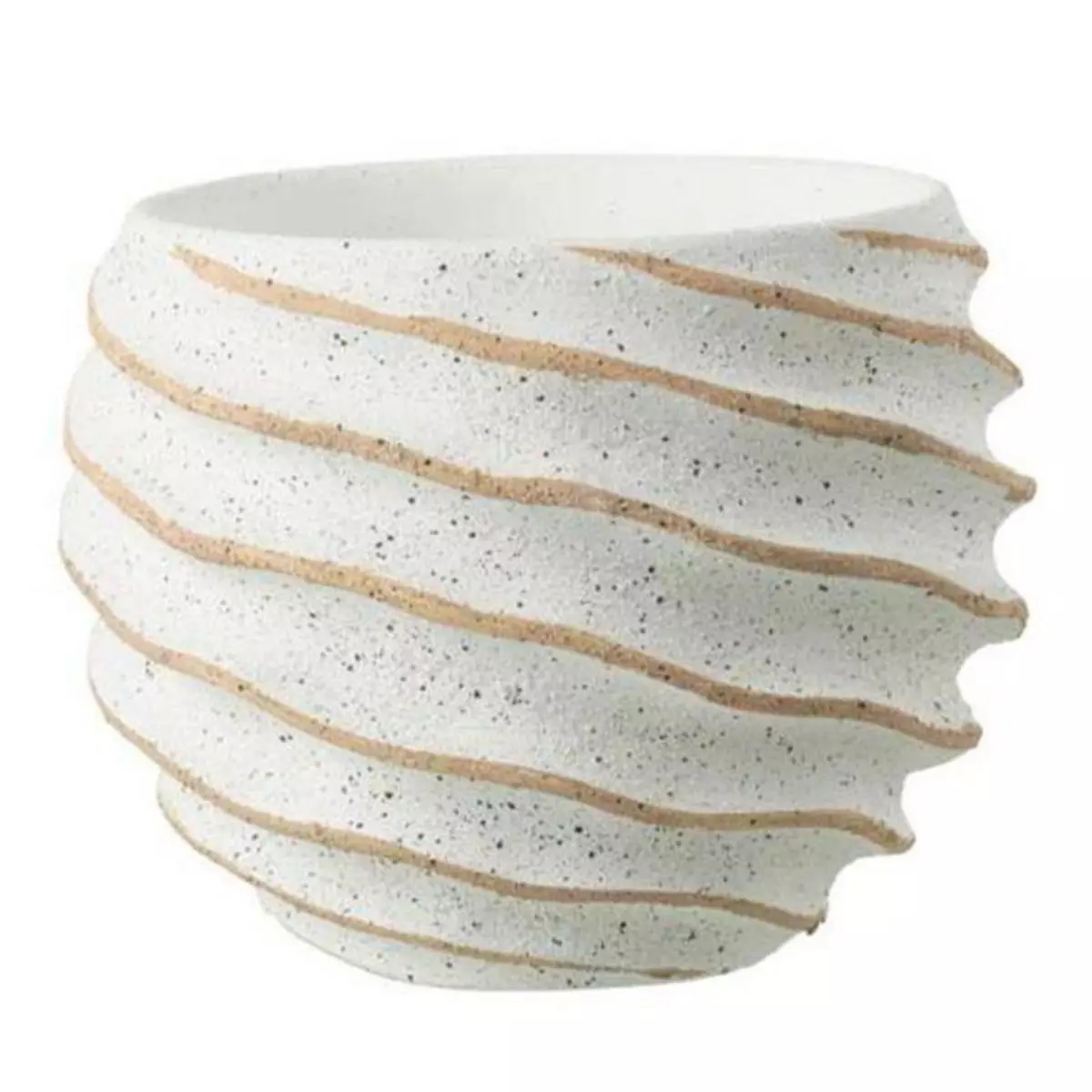 Paris Prix Cache-Pot Design  Streep  20cm Blanc & Beige