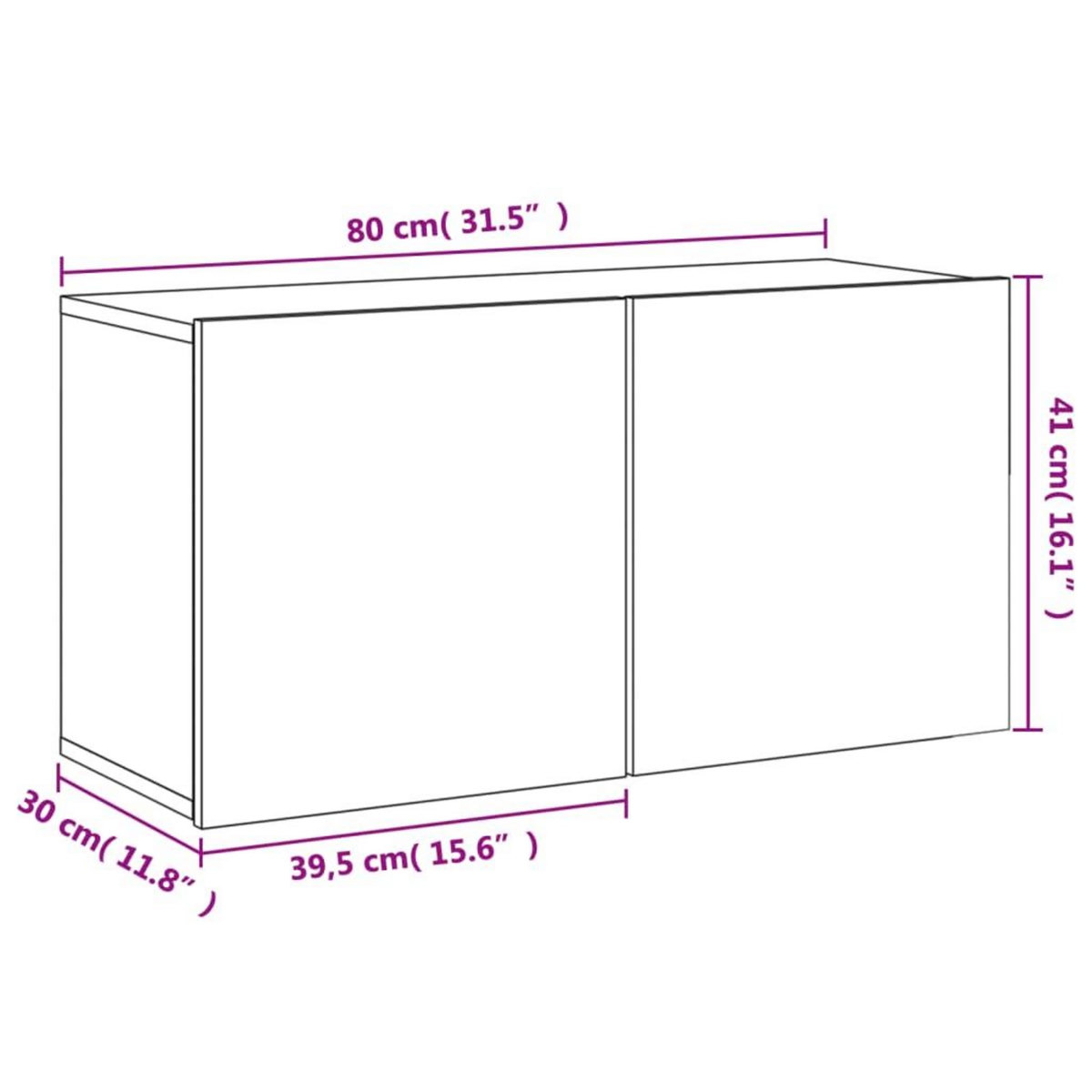VIDAXL Meuble TV mural noir 80x30x41 cm