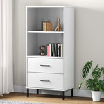 VIDAXL Bibliotheque a 2 tiroirs Blanc 60x35x128,5 cm Bois massif OSLO