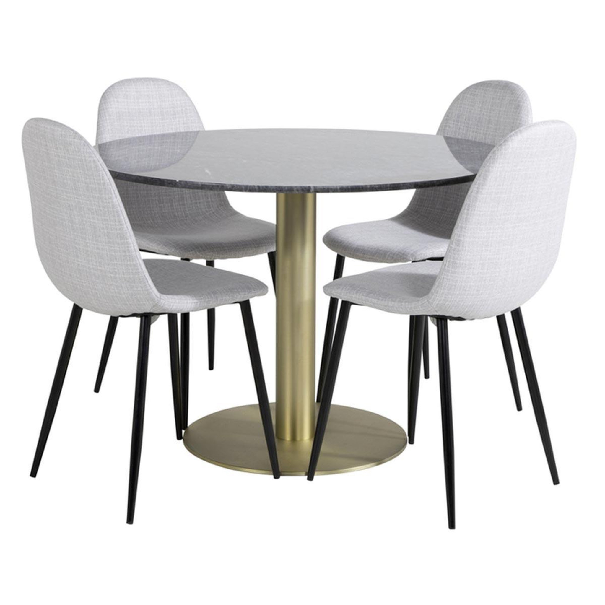 Paris Prix Ensemble Table à Manger & 4 Chaises  Estelle II & Polar I  106cm Gris Foncé & Gris