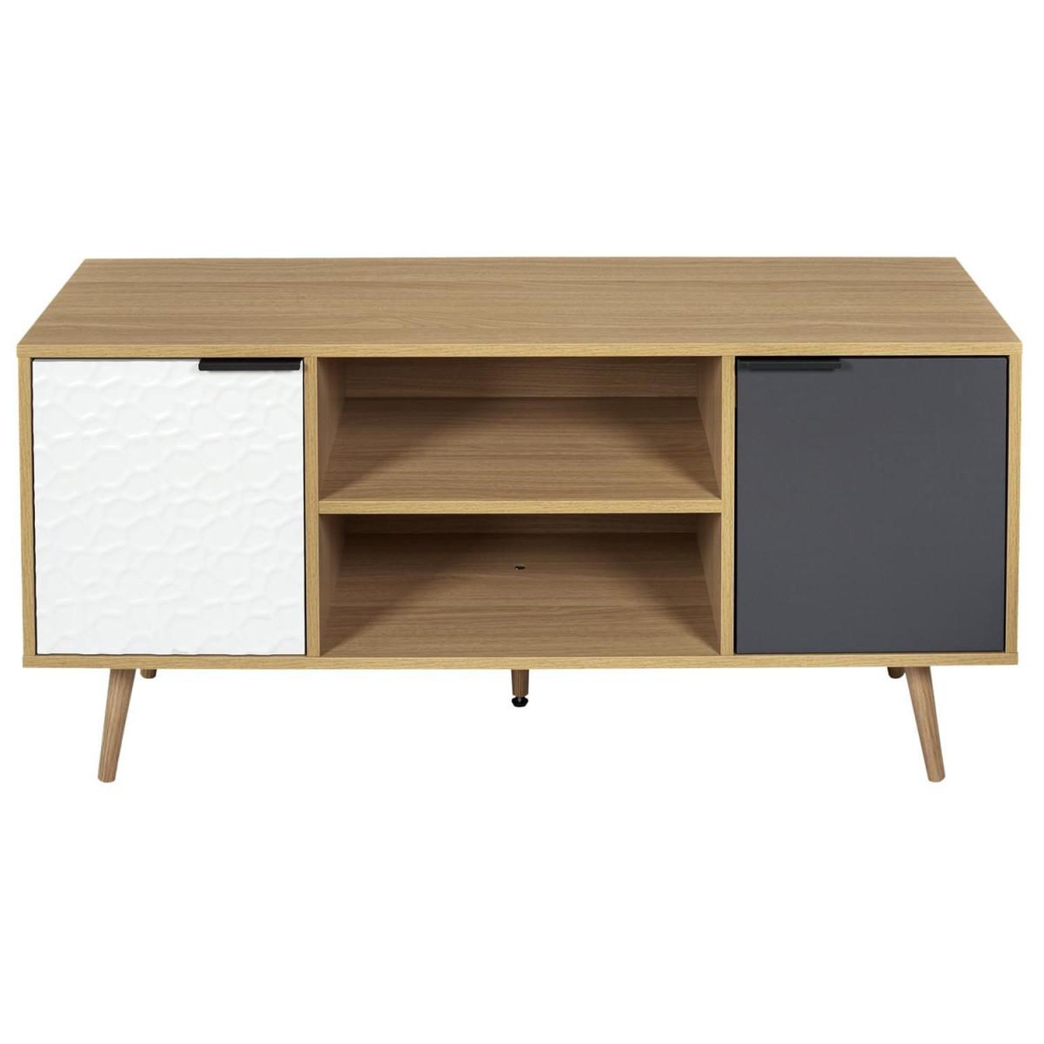 Voir la diapositive 3 : The Home Deco Factory Meuble tv 2 portes & 2 niveaux  agglo  120cm naturel
