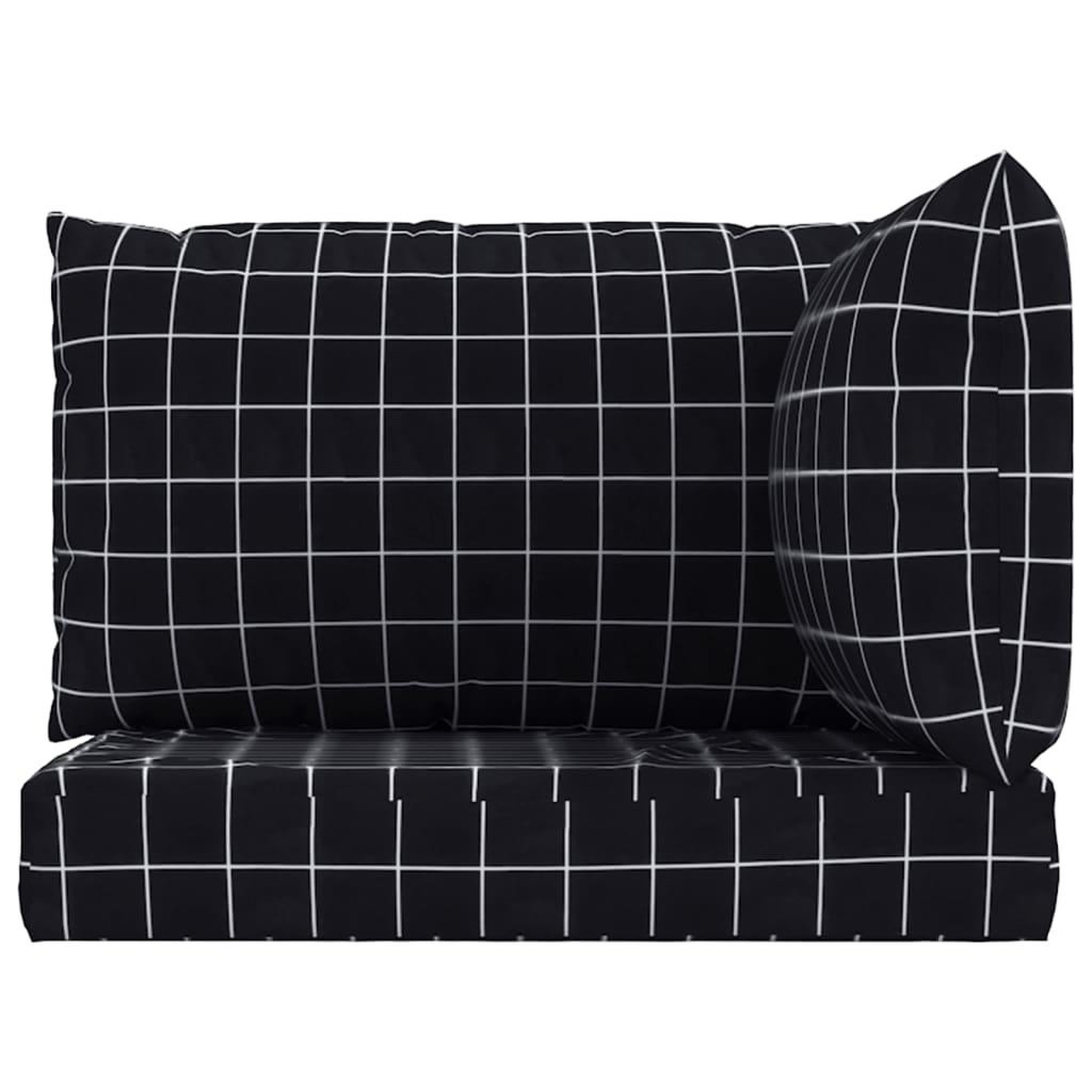 Voir la diapositive 4 : VIDAXL Coussins de palette lot de 3 motif a carreaux noir tissu Oxford