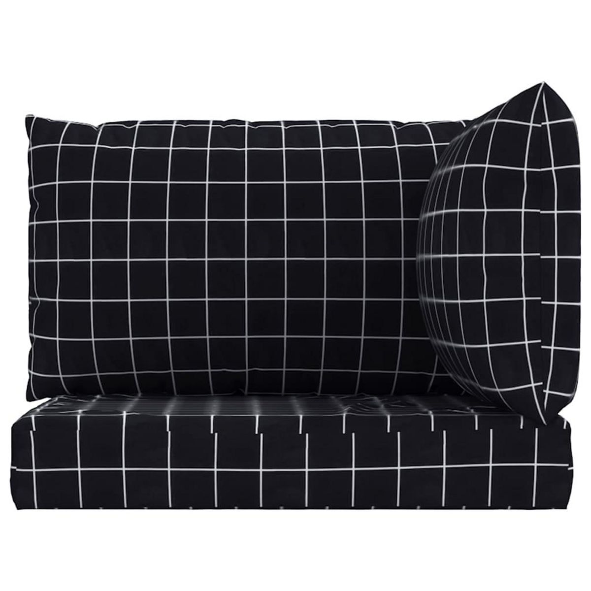 VIDAXL Coussins de palette lot de 3 motif a carreaux noir tissu Oxford