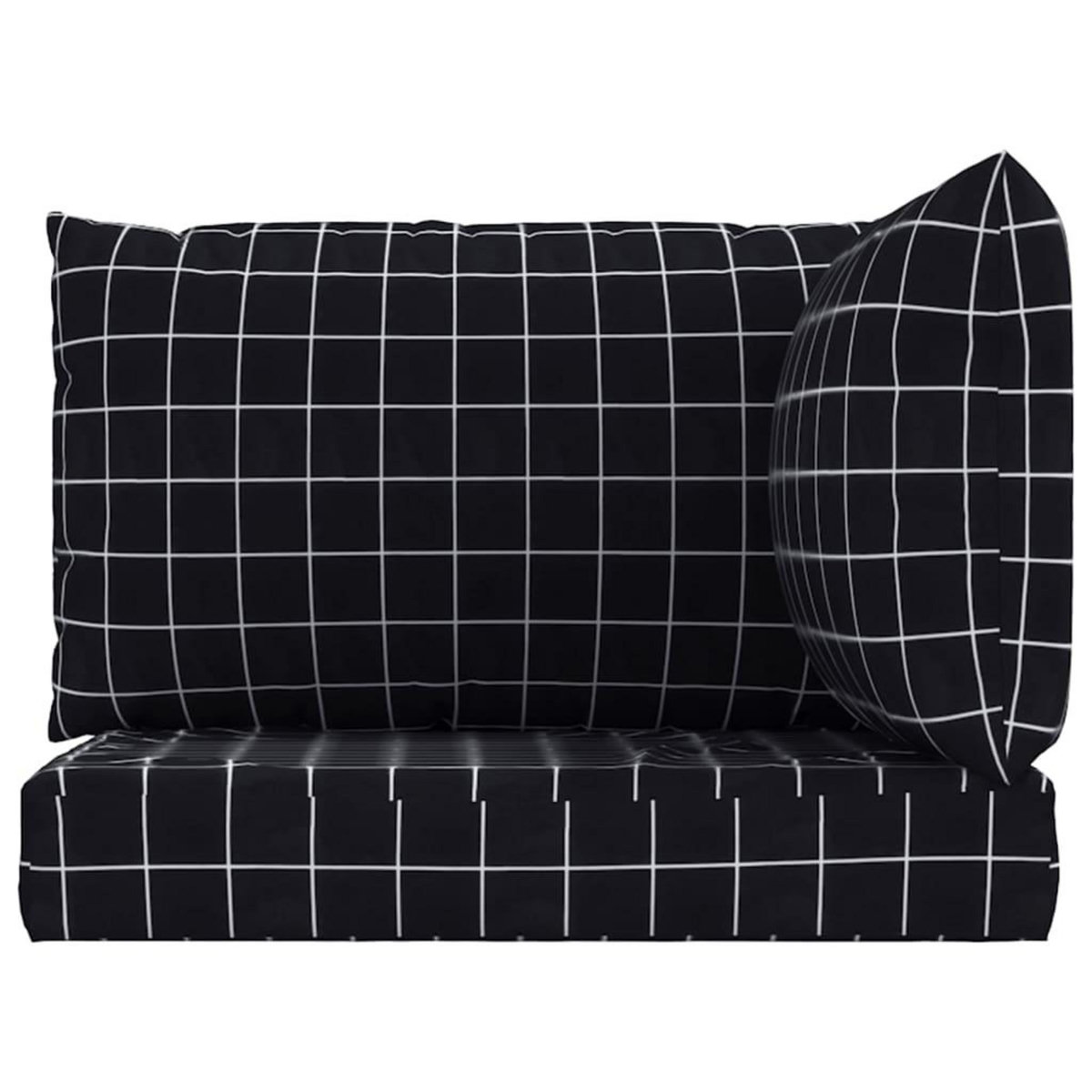 VIDAXL Coussins de palette lot de 3 motif a carreaux noir tissu Oxford