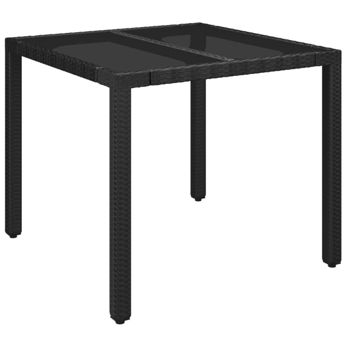 VIDAXL Table de jardin dessus en verre Noir 90x90x75 cm Resine tressee