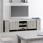 KASALINEA Meuble tv contemporain couleur chêne gris NICOLAS 2-L 193,1 x P 50 x H 56,6 cm- Gris