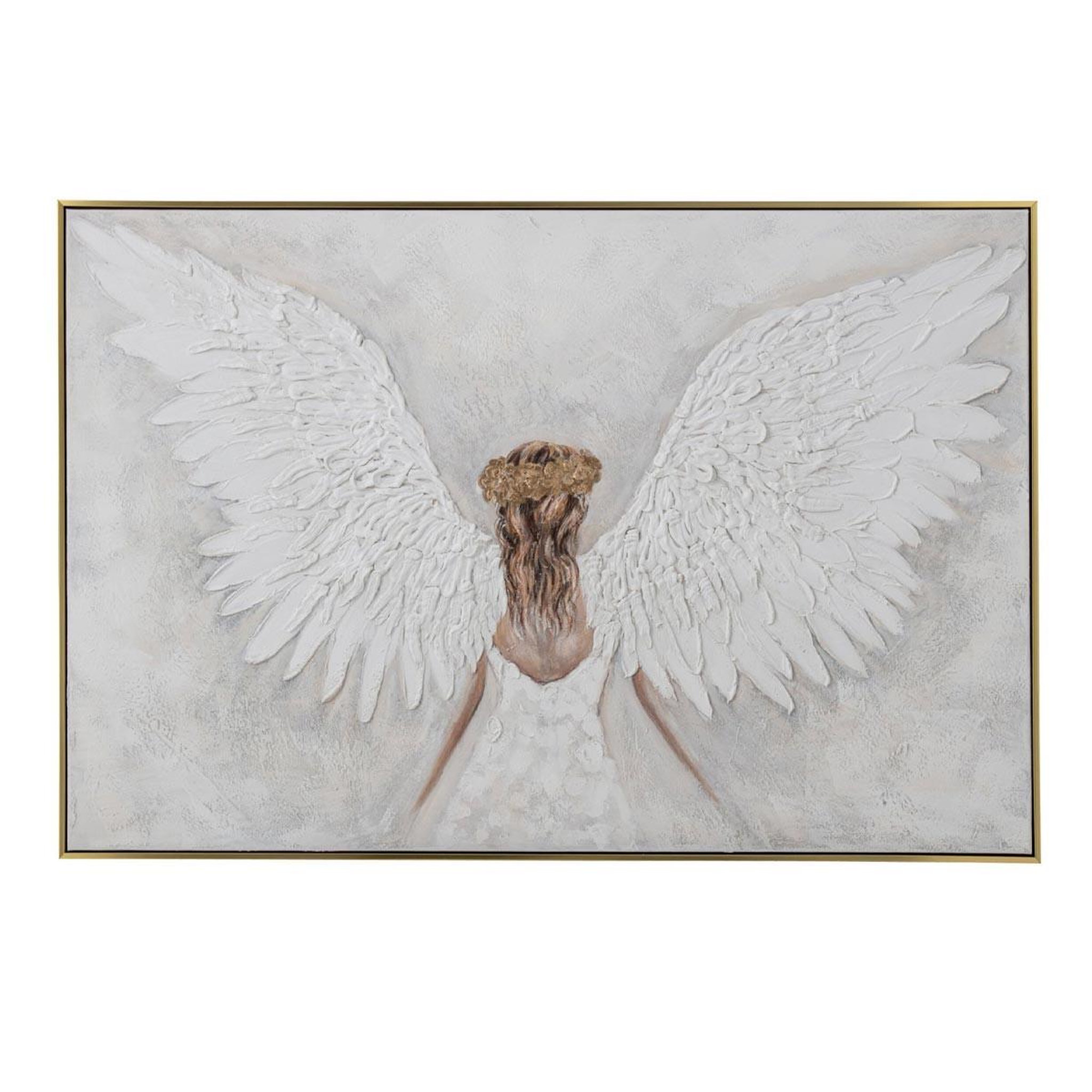 J-LINE Tableau déco abstrait  ange  82x122cm blanc