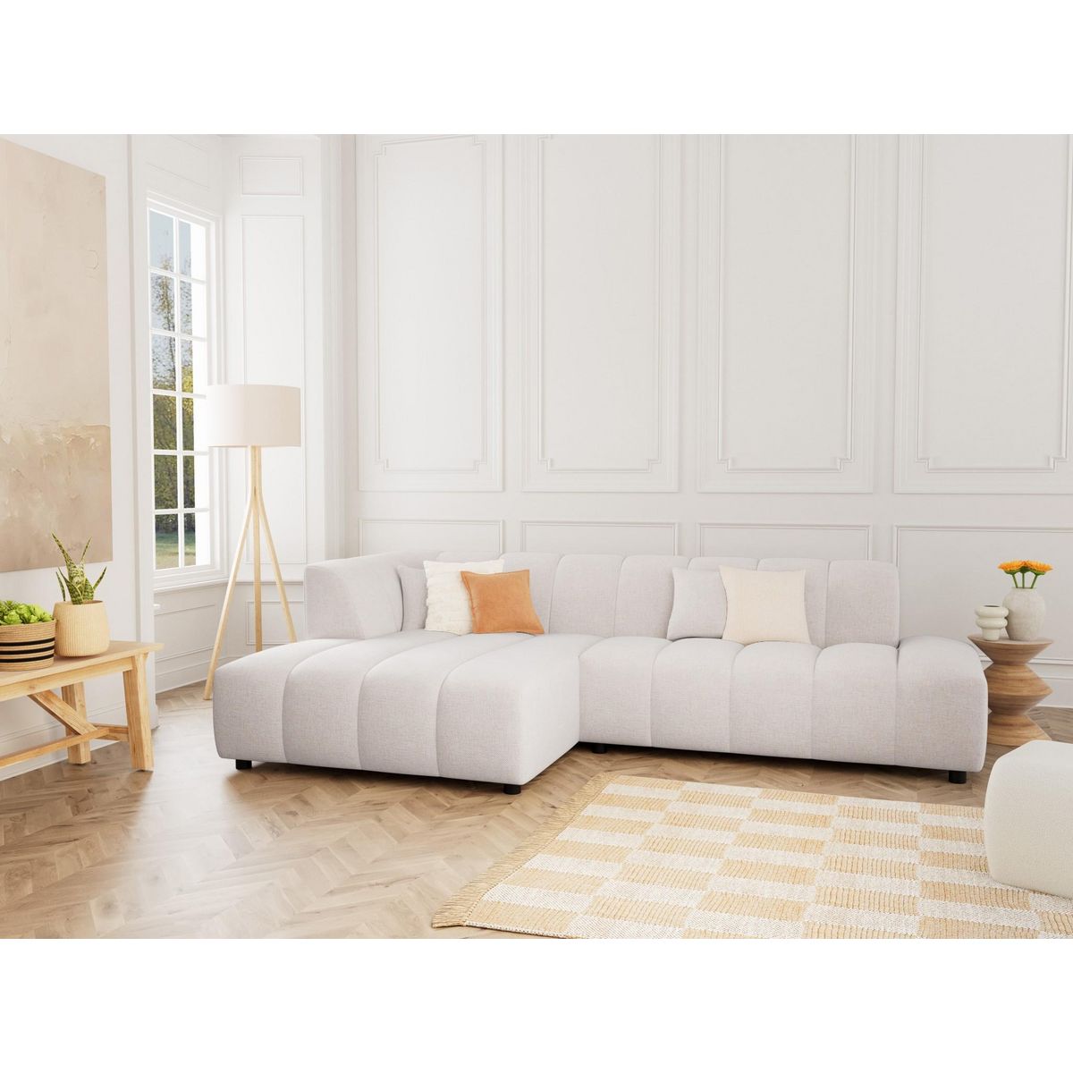 LISA DESIGN Curtis - canapé d'angle gauche 4 places en tissu texturé