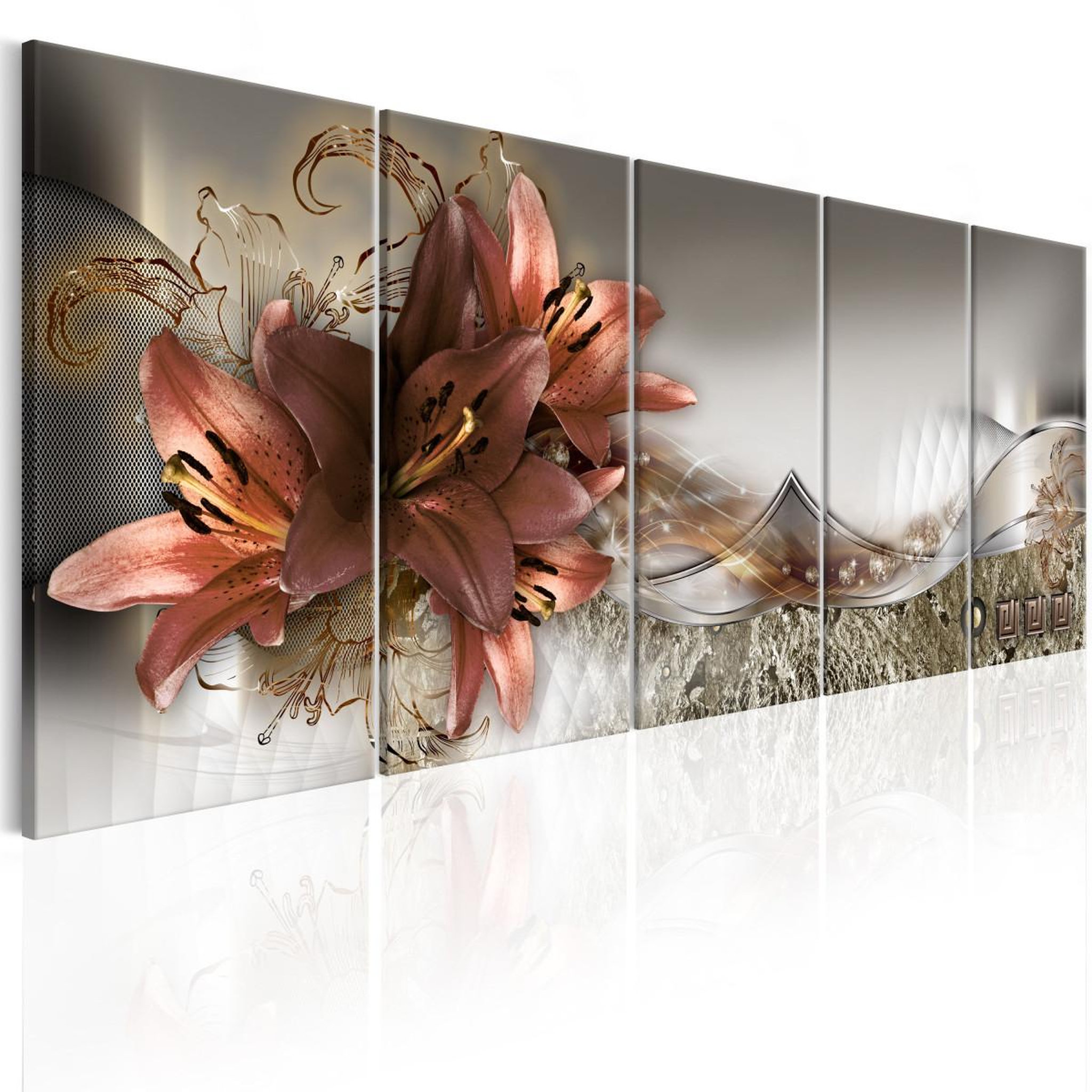 Paris Prix Tableau imprimé  lilies & abstraction. Coloris disponibles : Multicolore