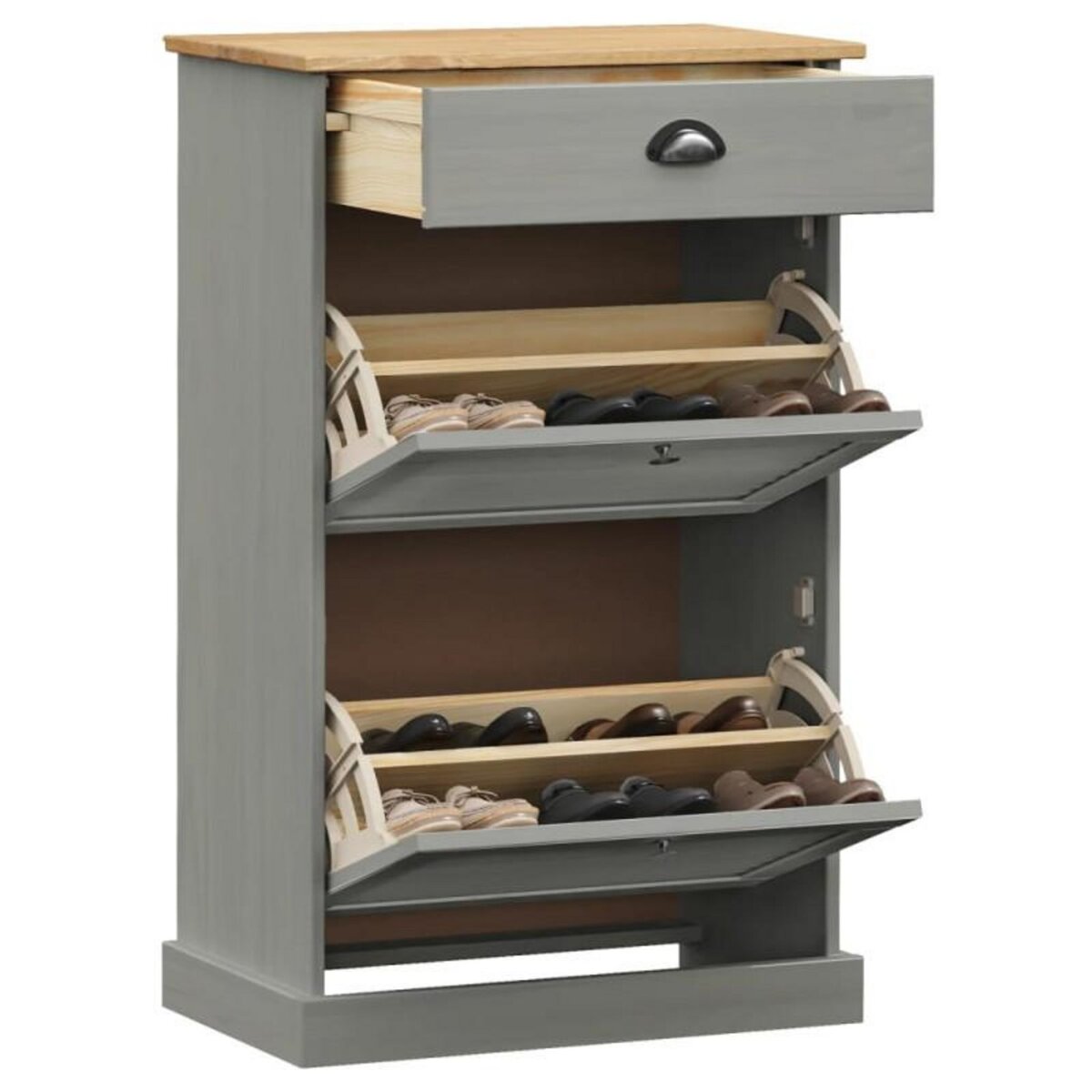 VIDAXL Armoire à chaussures VIGO 60x35x96 cm gris bois massif de pin