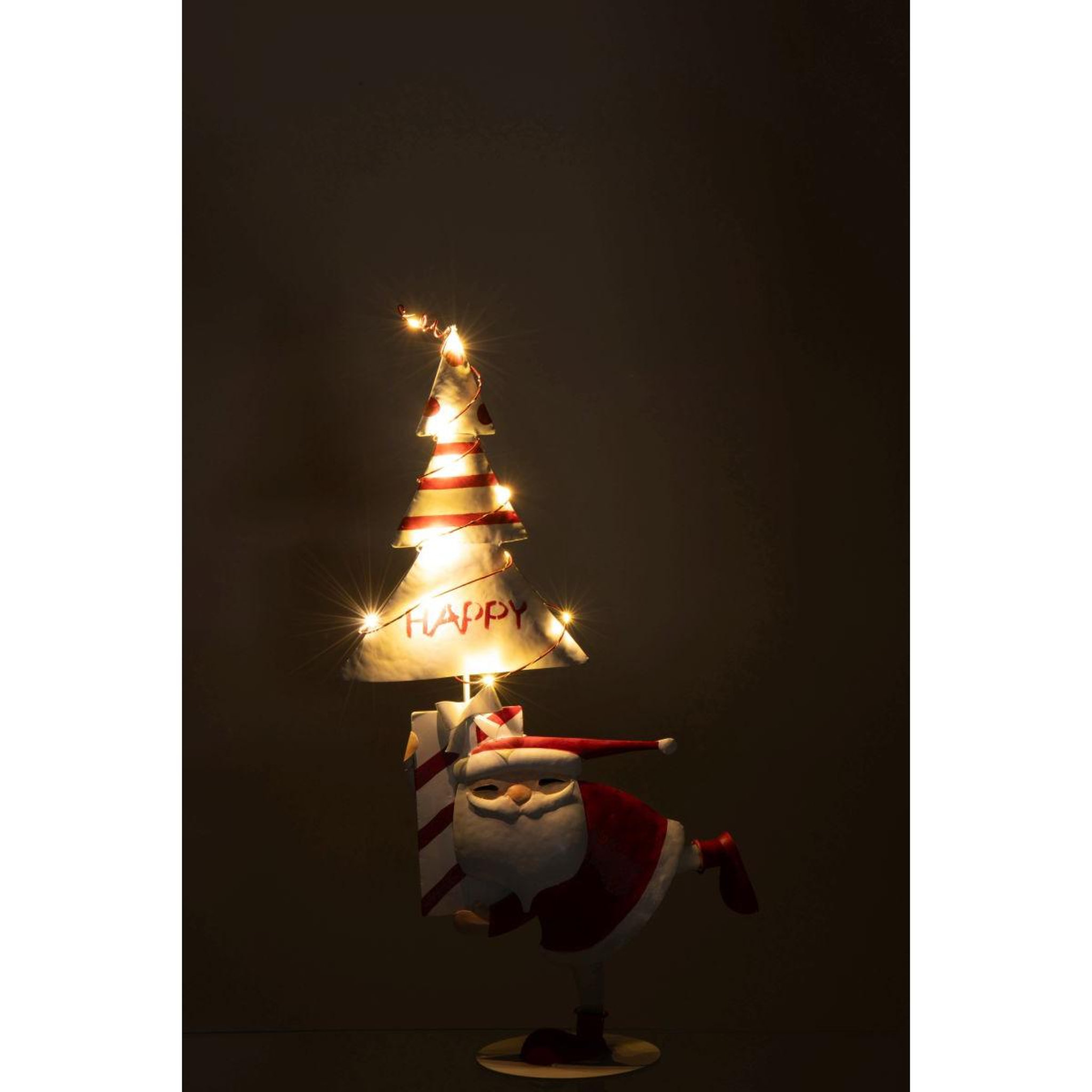 Voir la diapositive 4 : J-LINE Père-noël à led  arbre  66cm blanc & rouge