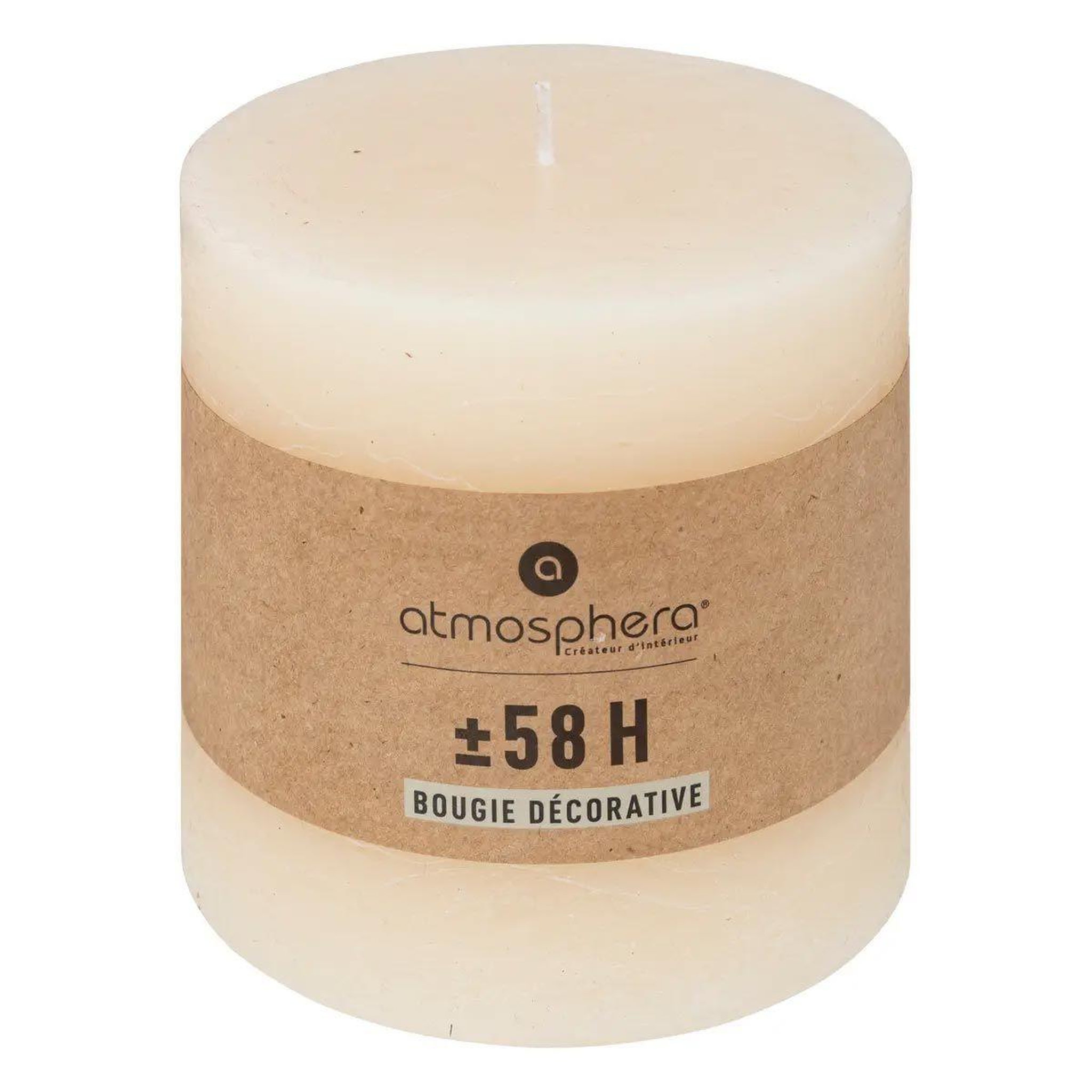 Voir la diapositive 2 : ATMOSPHERA Bougie cylindrique  rustic  10cm ivoire