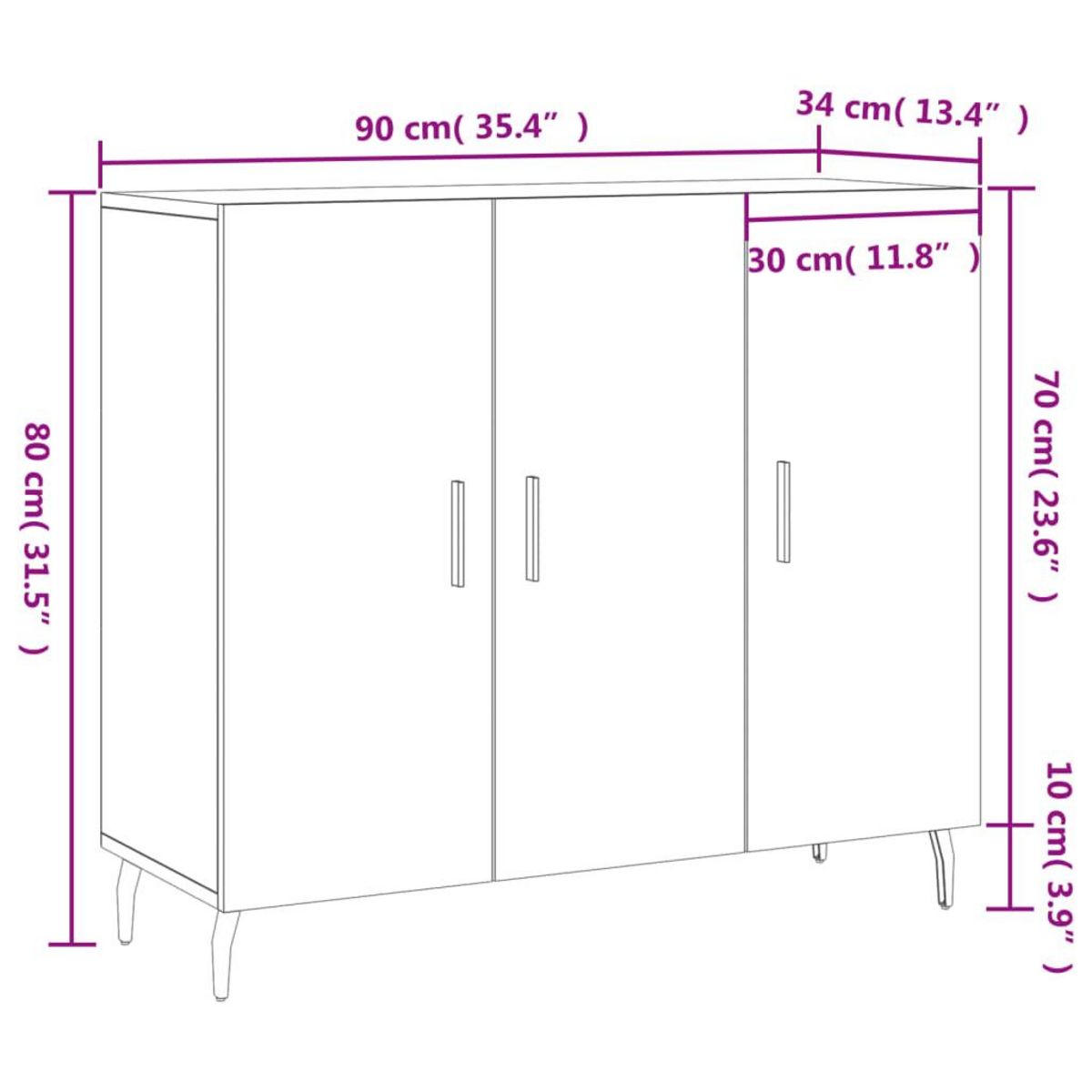 VIDAXL Buffet blanc 90x34x80 cm bois d'ingenierie