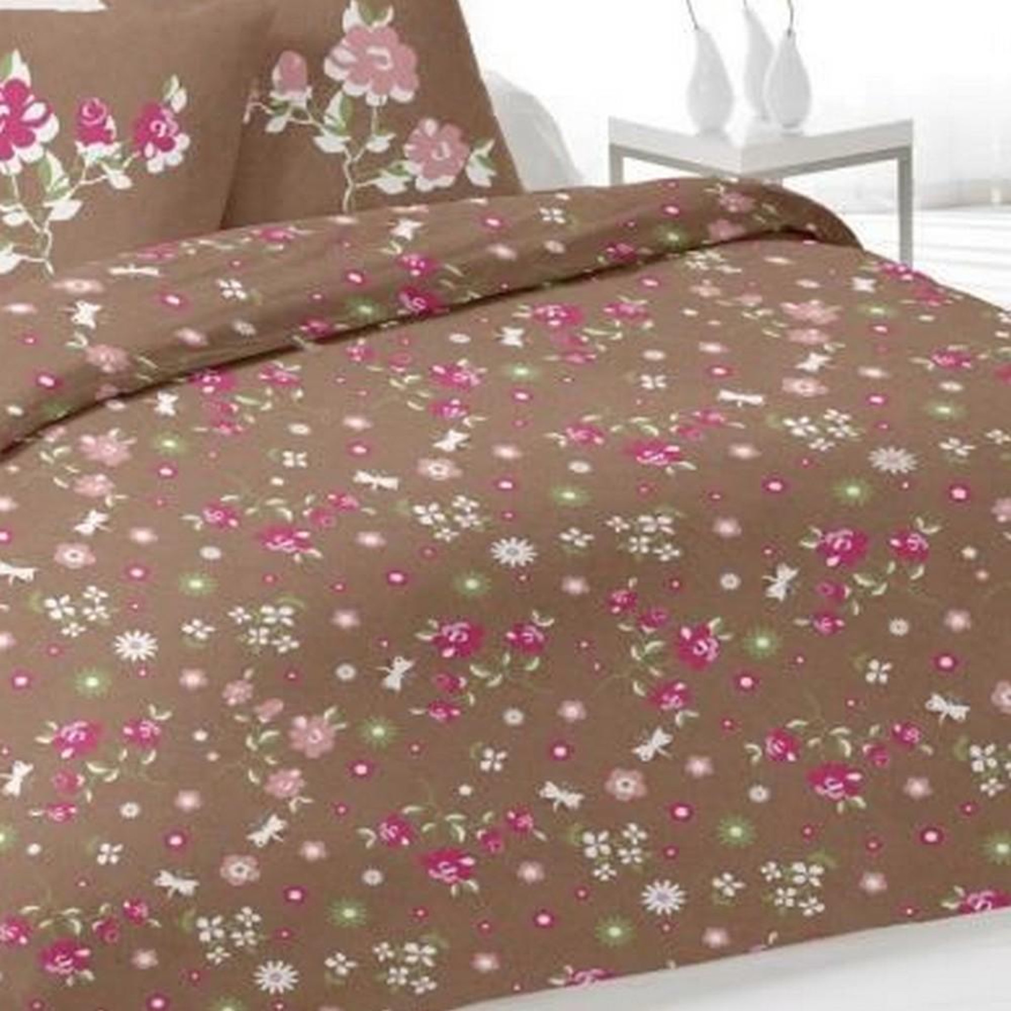 Voir la diapositive 2 : Home collection Parure housse de couette 3pcs 240x220cm 100%coton 52fils lea taupe