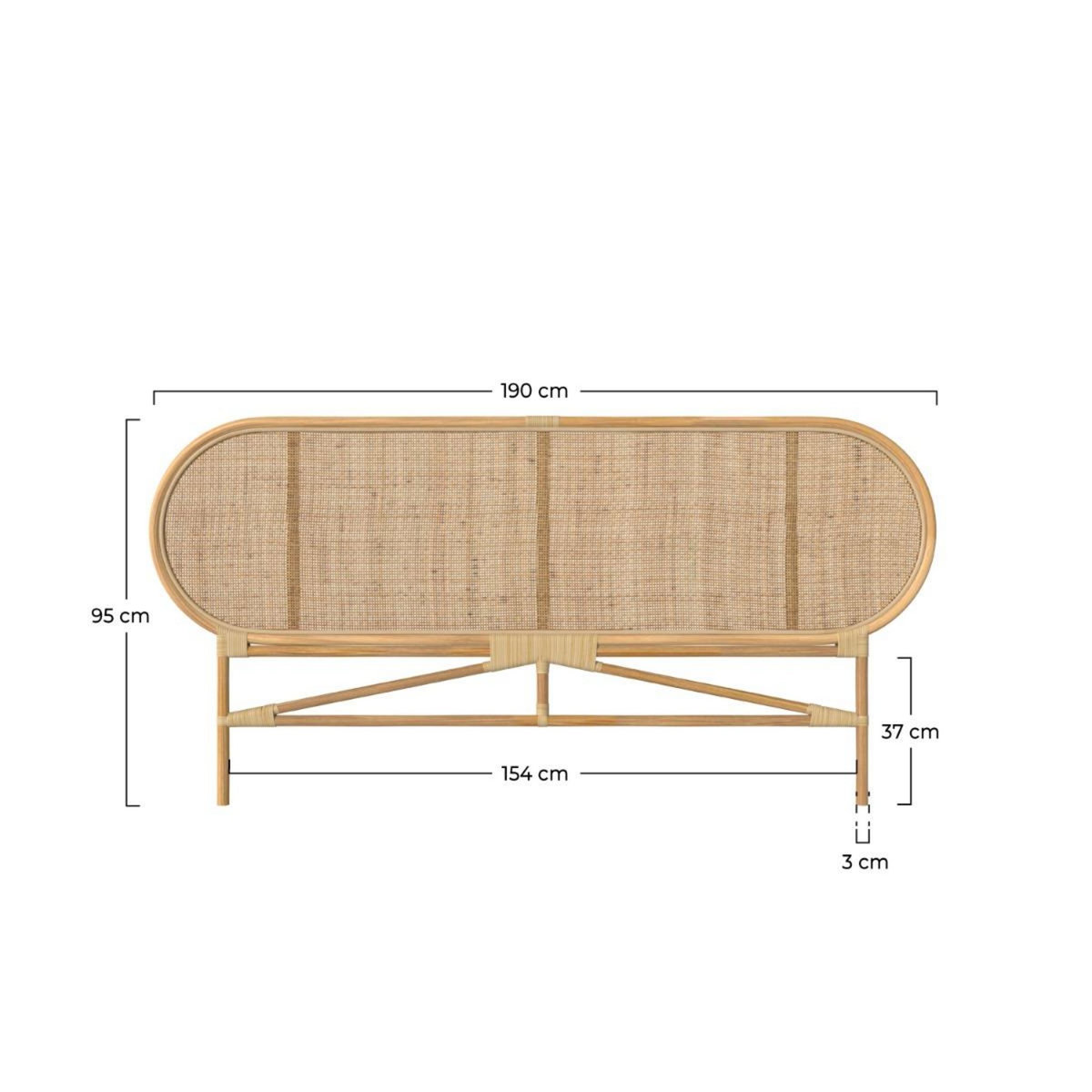 Rendez vous déco Tête de lit en rotin naturel 140 cm - Navahino