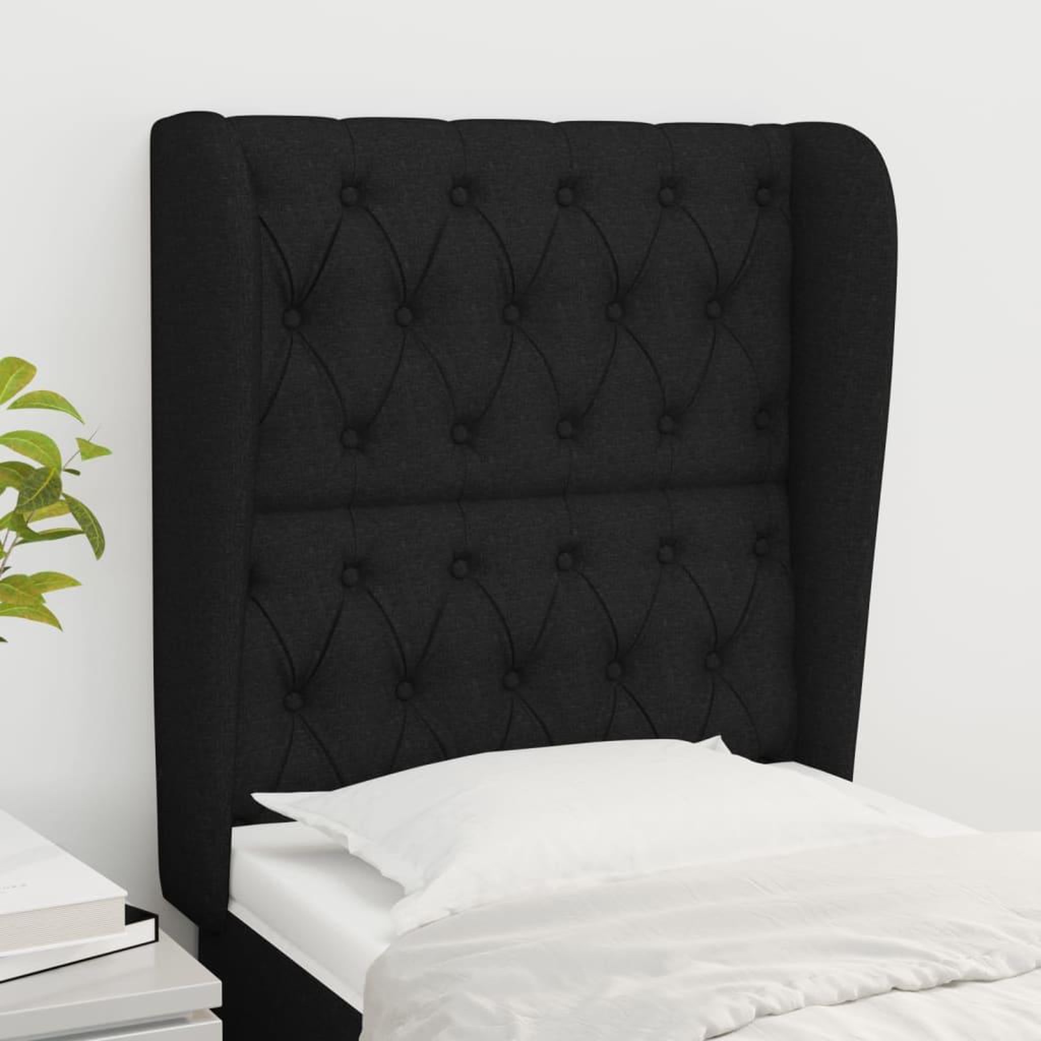 Voir la diapositive 1 : VIDAXL Tete de lit avec oreilles Noir 83x23x118/128 cm Tissu