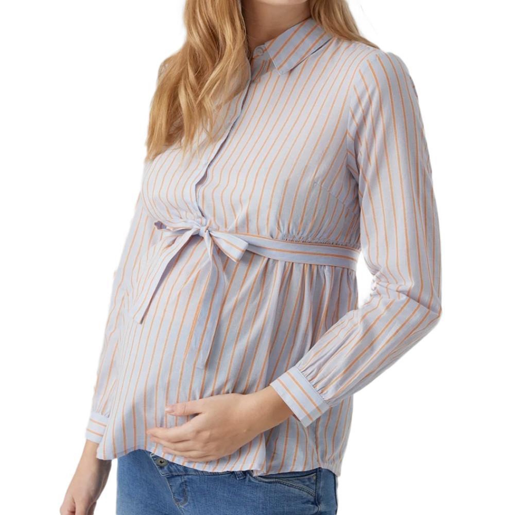 Voir la diapositive 2 : MAMALICIOUS Blouse de grossesse bleu/orange femme mamalicious cabana