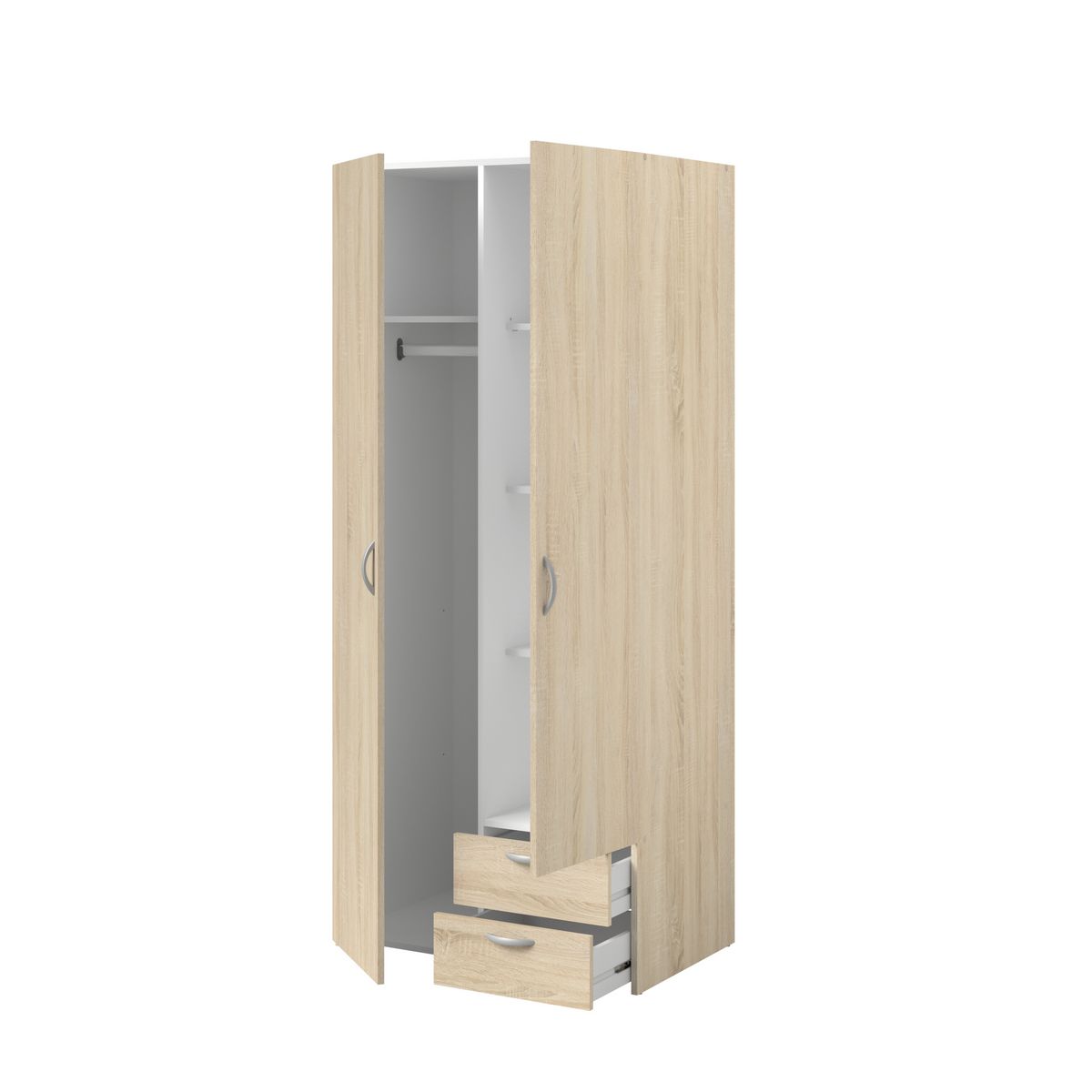 Armoire 2 portes 2 tiroirs L81cm DAISY