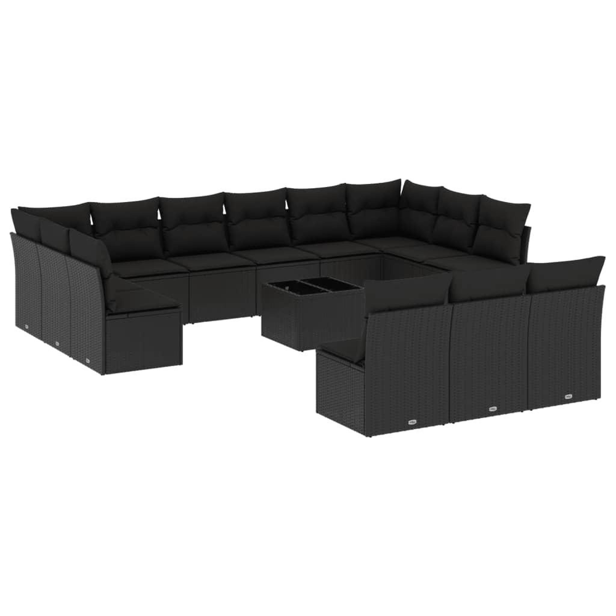 Voir la diapositive 2 : VIDAXL Salon de jardin avec coussins 14 pcs noir resine tressee