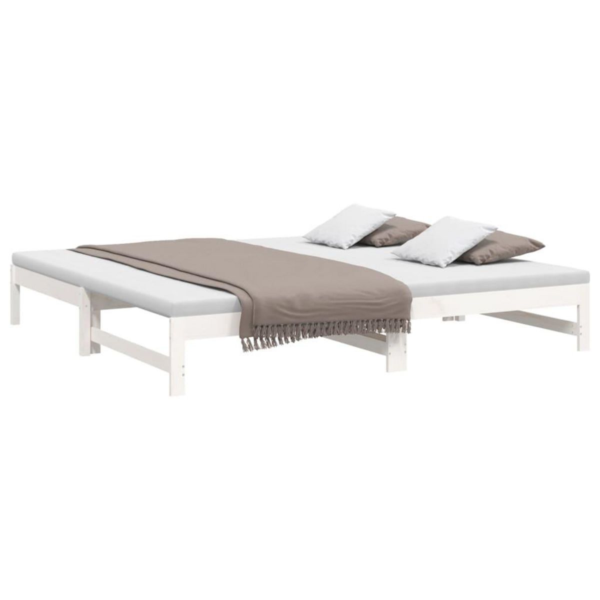 VIDAXL Lit coulissant sans matelas blanc 2x(80x200)cm